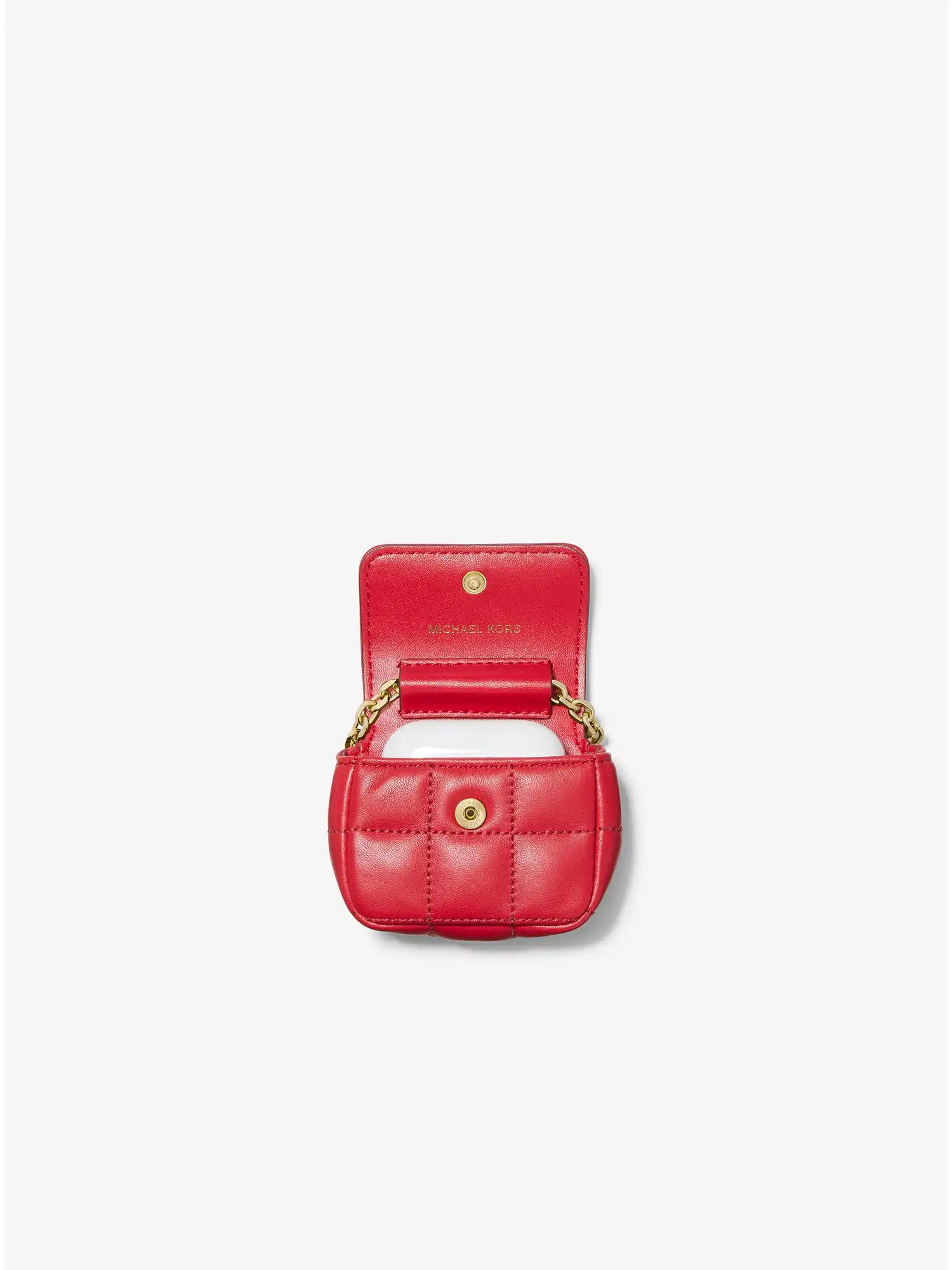 Quilted Leather Crossbody For Apple AirPods® Crimson