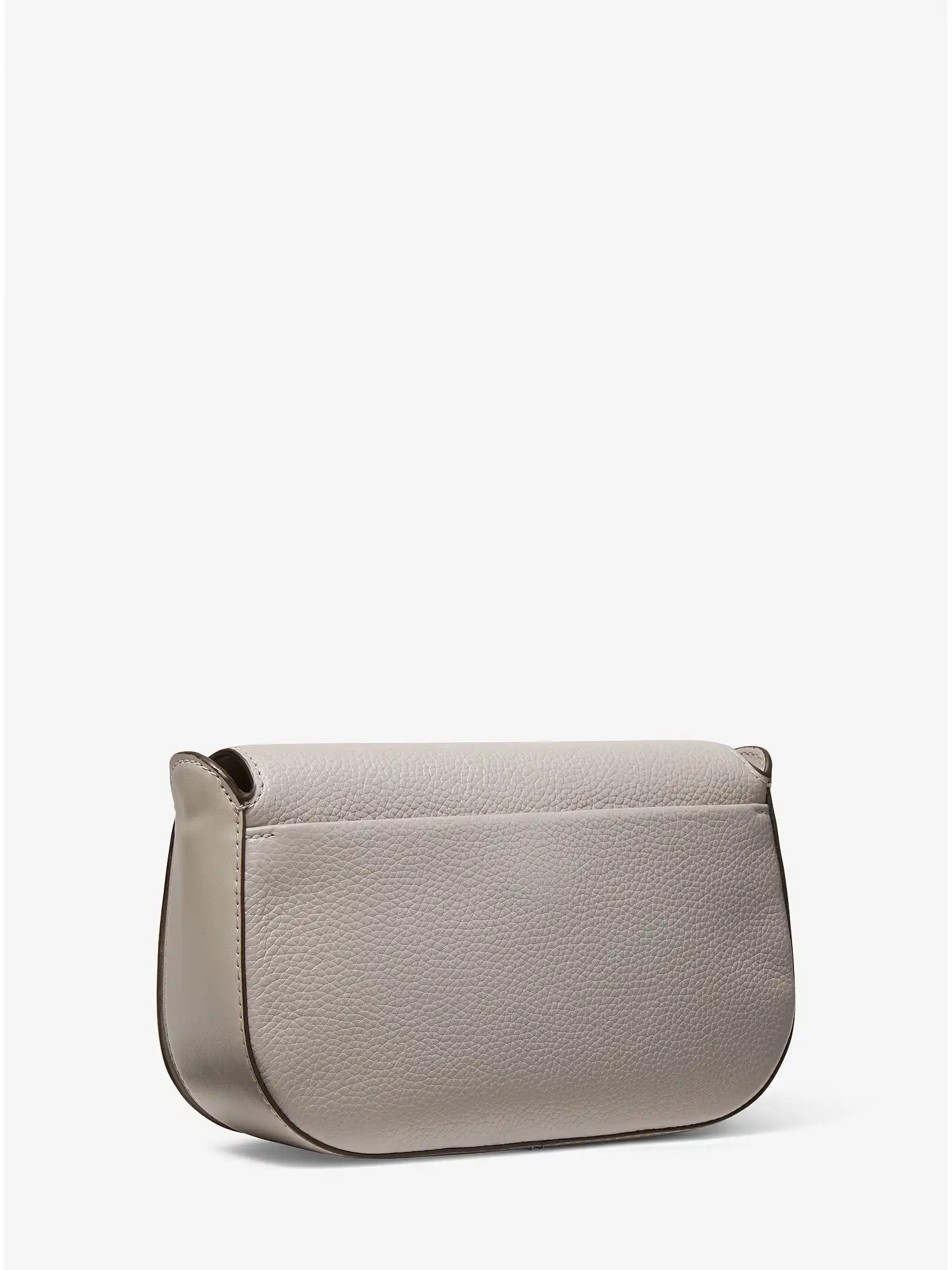 Samira Small Pebbled Leather Messenger Bag Pearl Grey