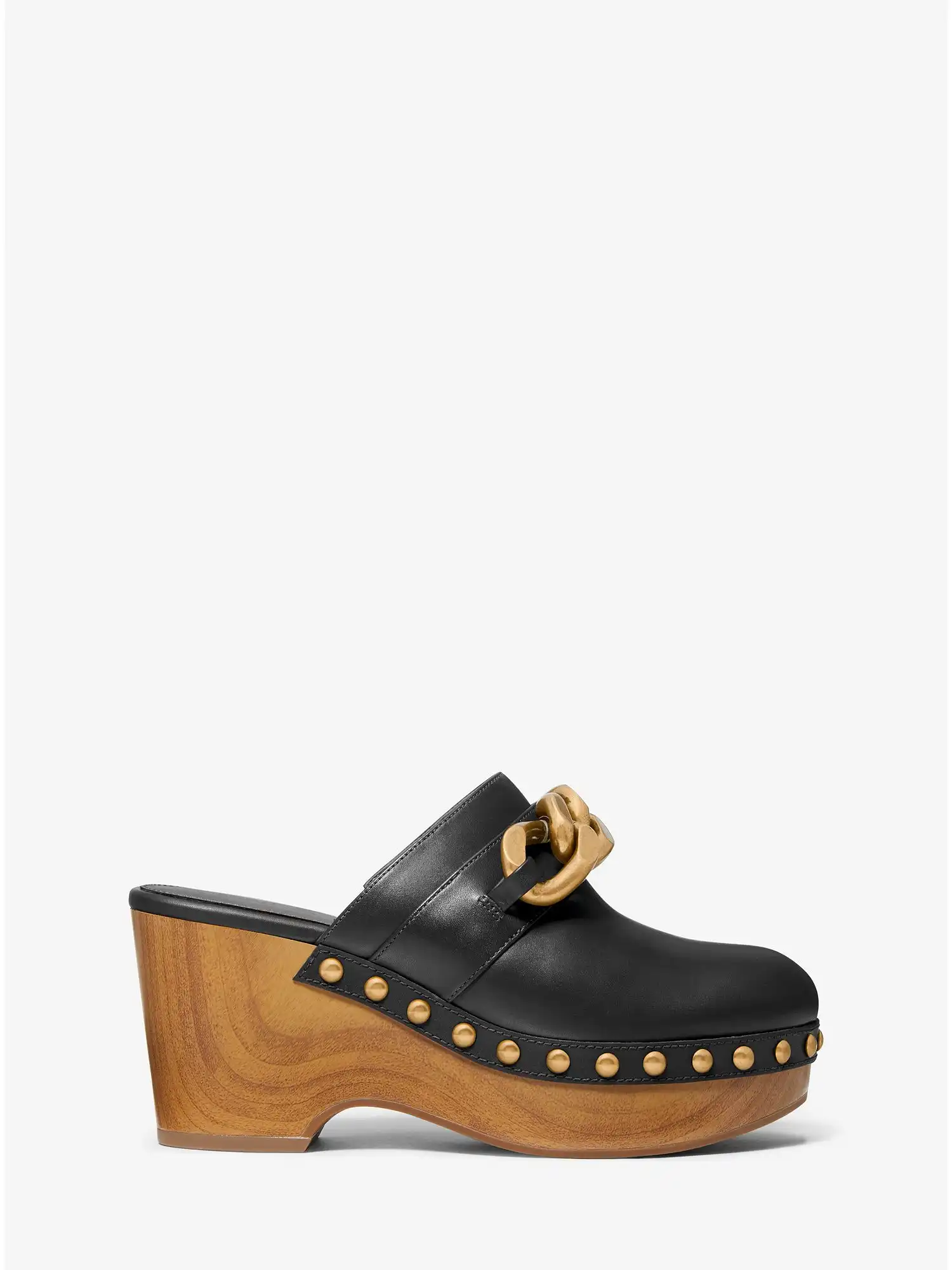 Scarlett Embellished Leather Platform Clog Black