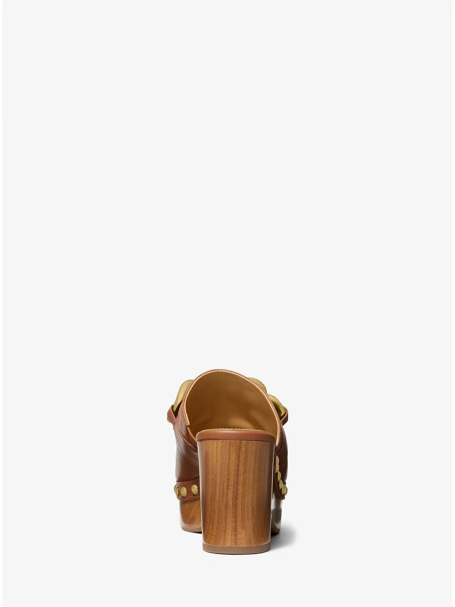 Scarlett Embellished Leather Platform Clog Luggage