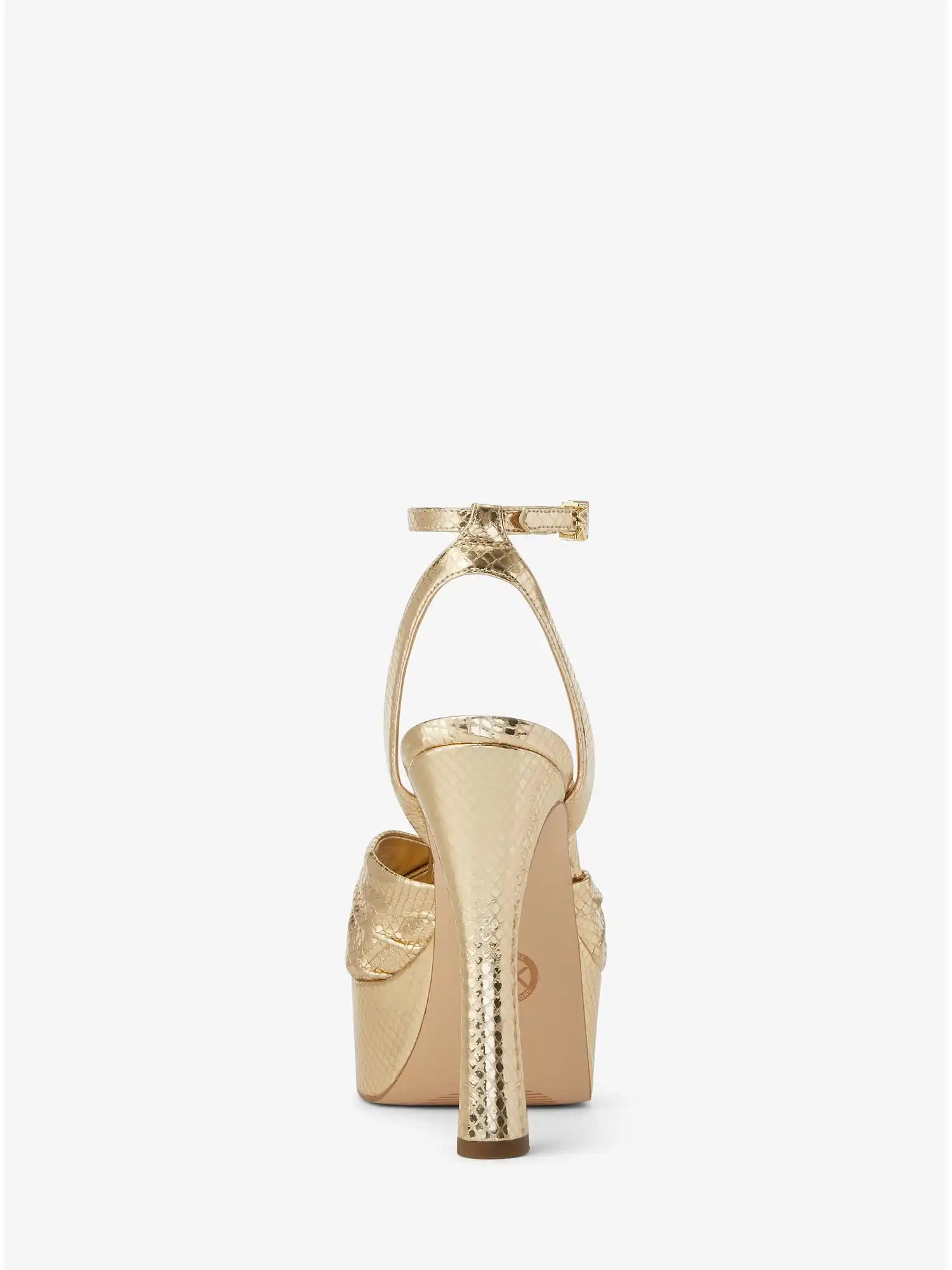 Selena Metallic Snake Embossed Leather Platform Sandal Pale Gold