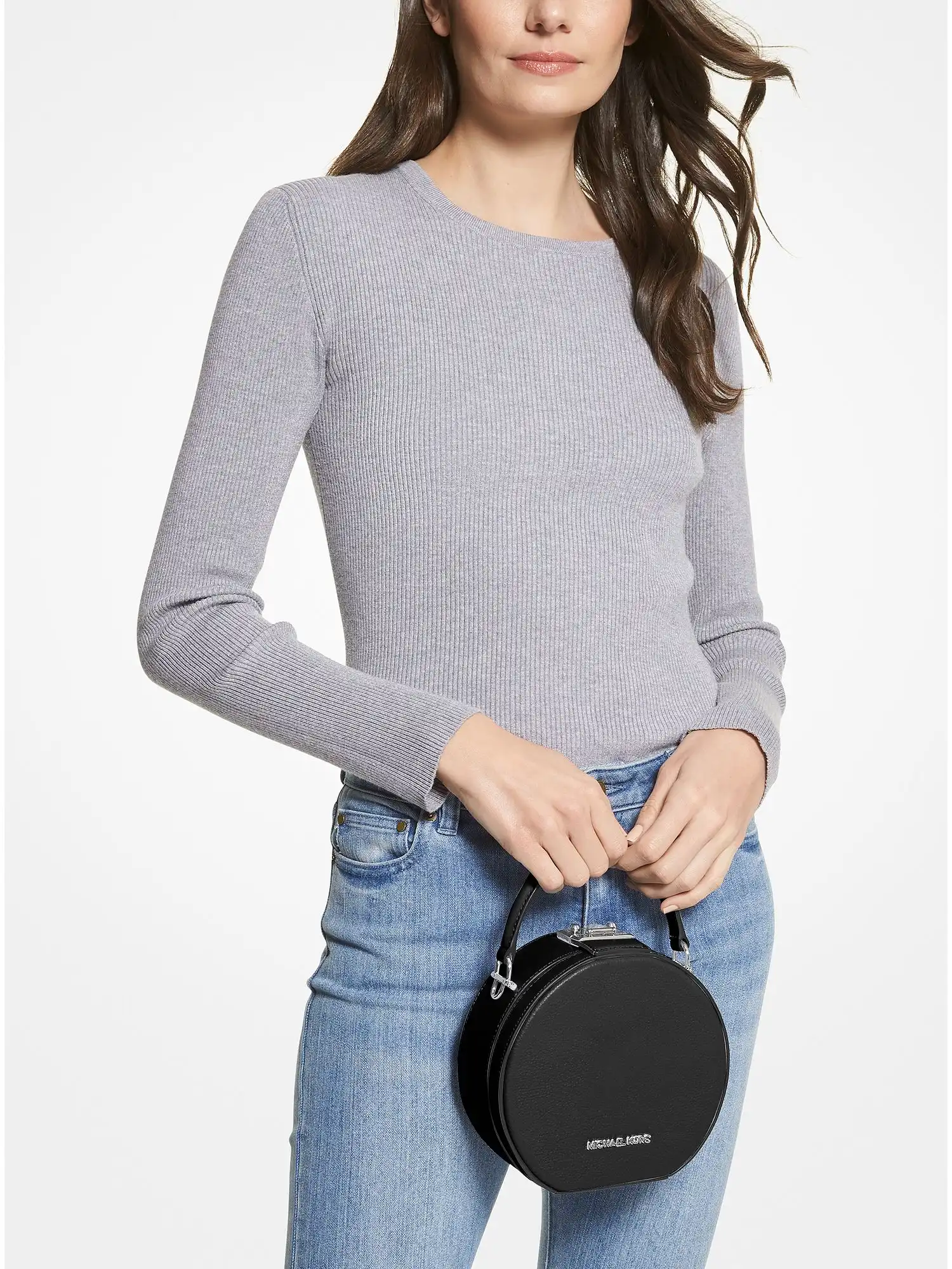 Serena Small Pebbled Leather Crossbody Bag Black