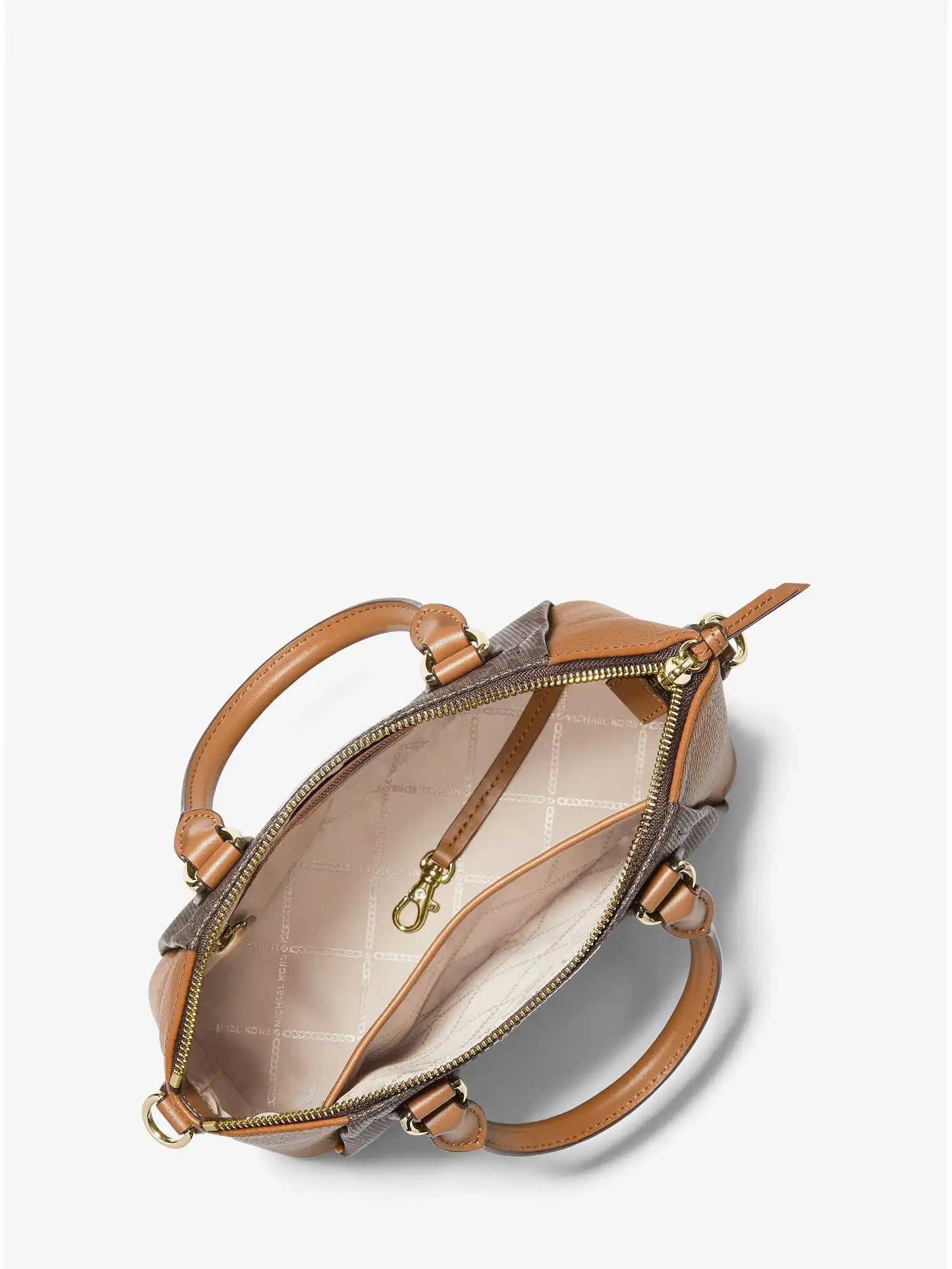 Sienna Medium Logo and Leather Messenger Bag Brn Acorn