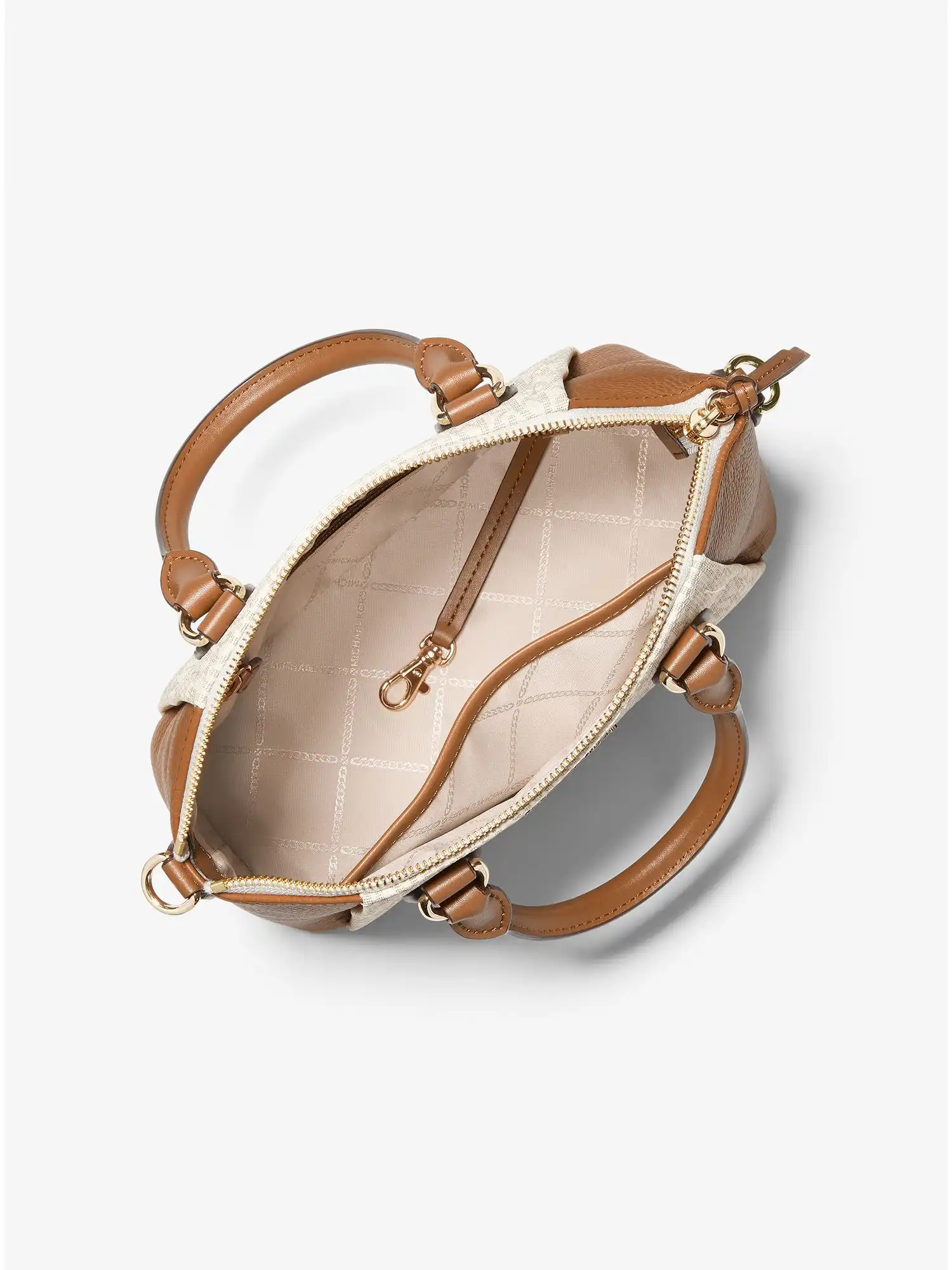 Sienna Medium Logo and Leather Messenger Bag Vanilla Acorn