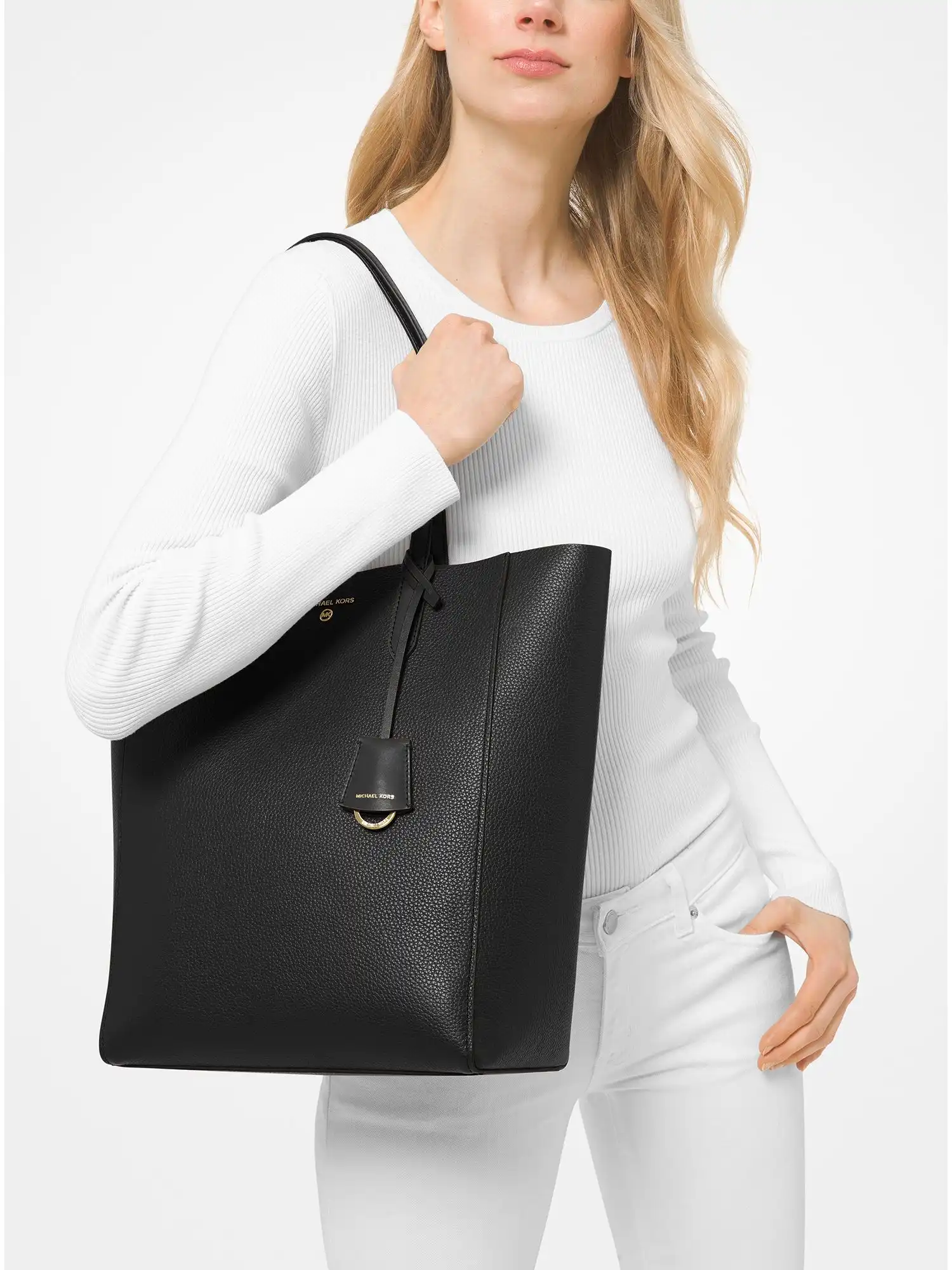 Sinclair Large Pebbled Leather Tote Bag Black