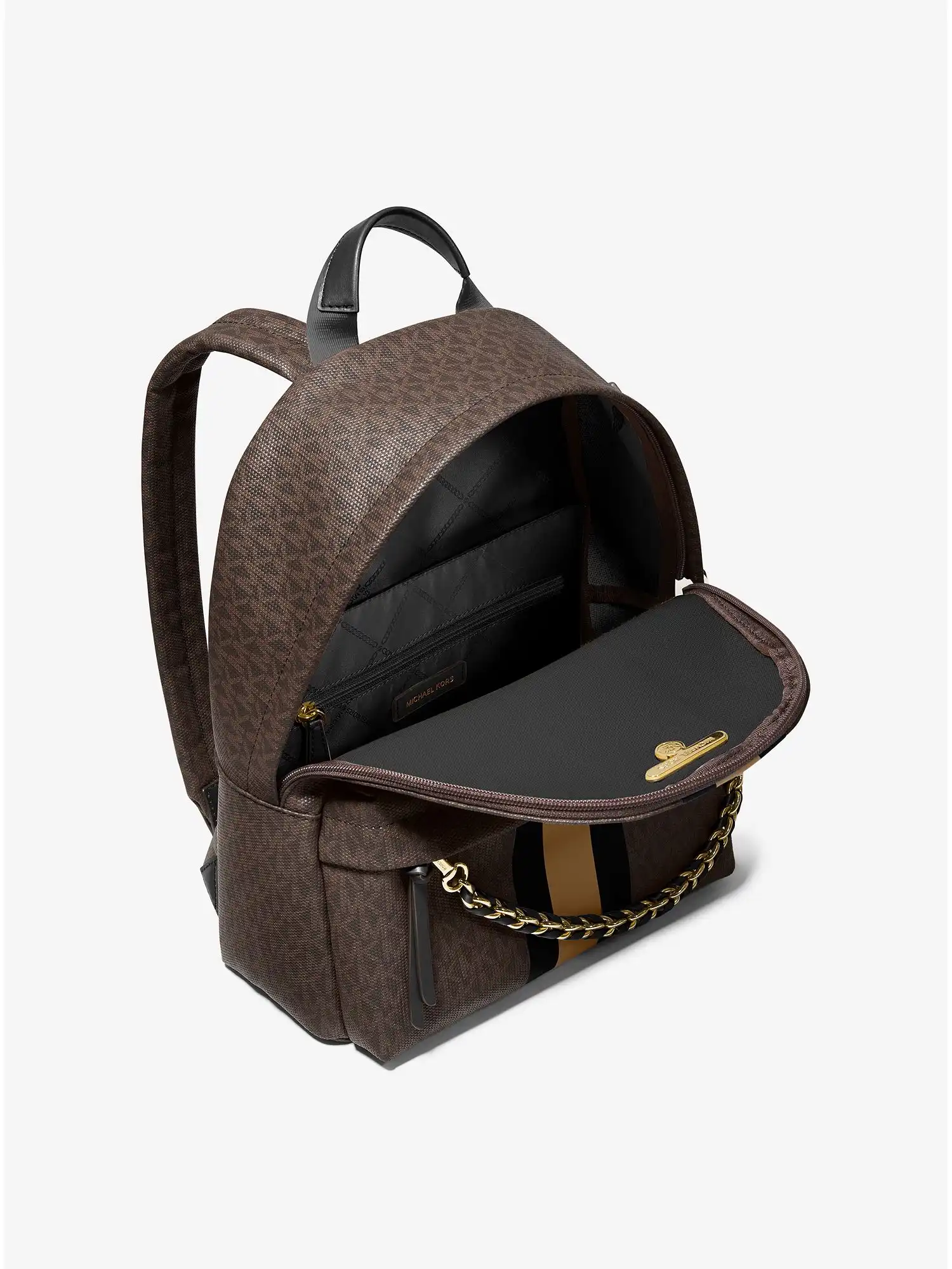 Slater Medium Logo Stripe Backpack Black Camel