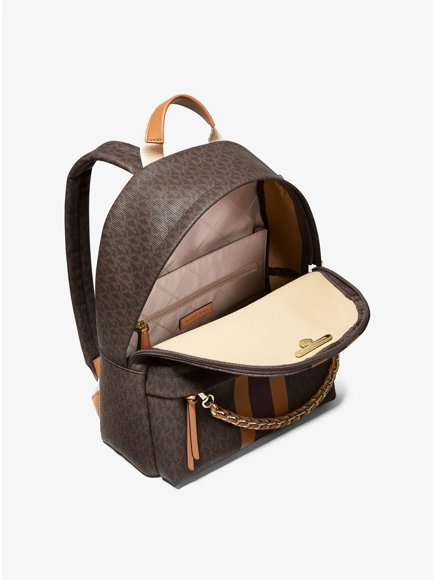 Slater Medium Logo Stripe Backpack Brn Acorn