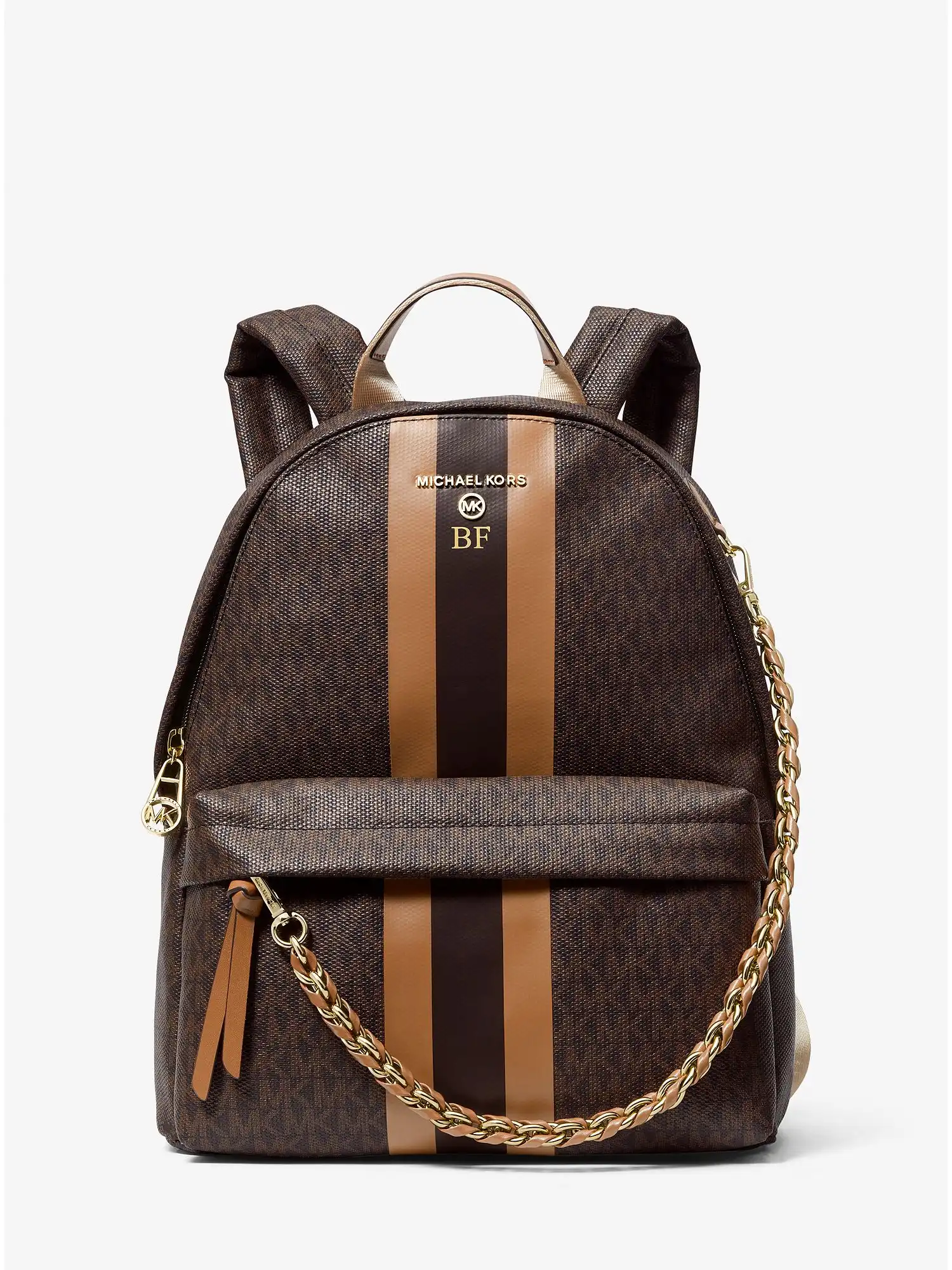 Slater Medium Logo Stripe Backpack Brn Acorn