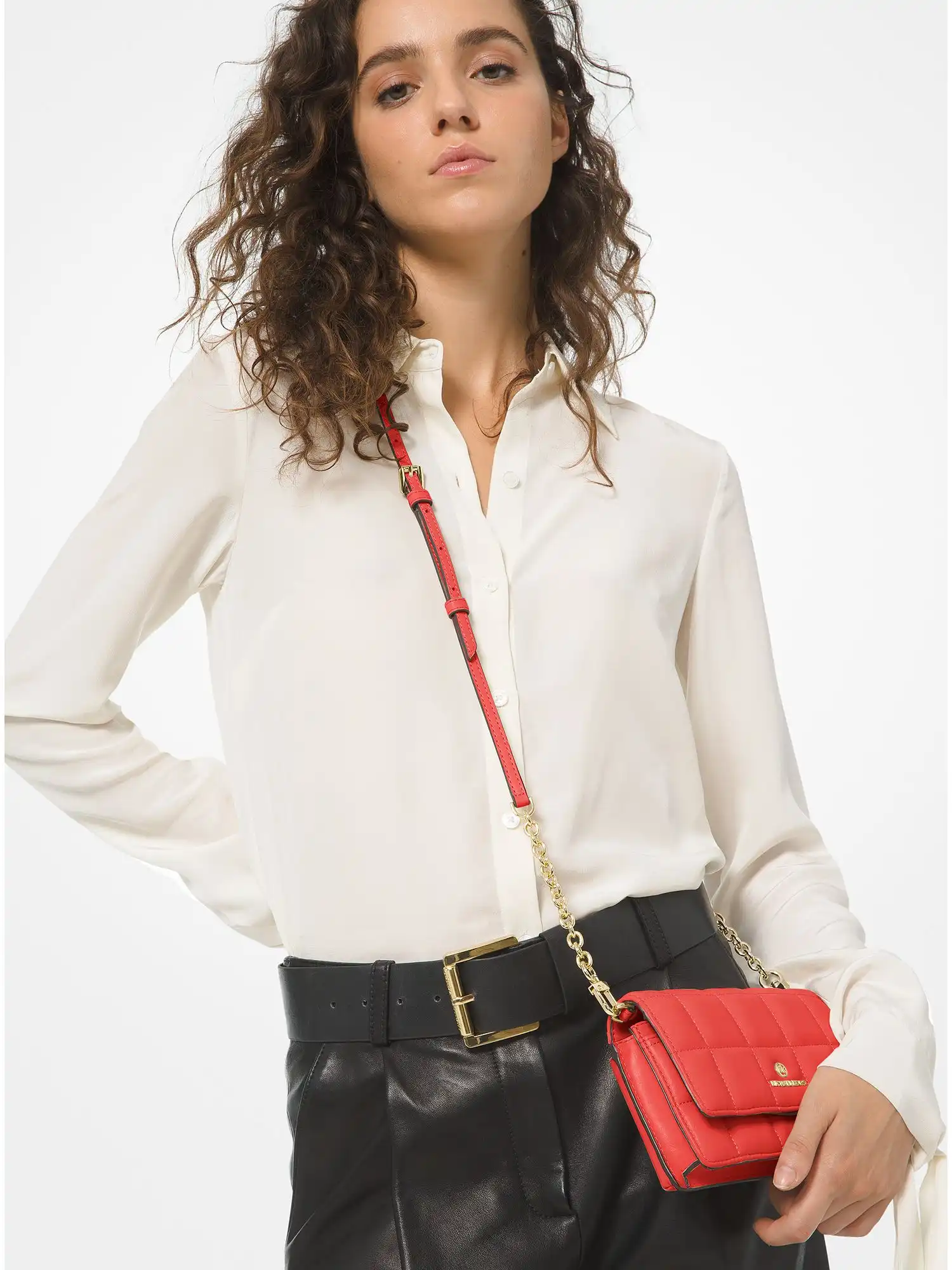 Small Quilted Leather Smartphone Crossbody Bag Sangria
