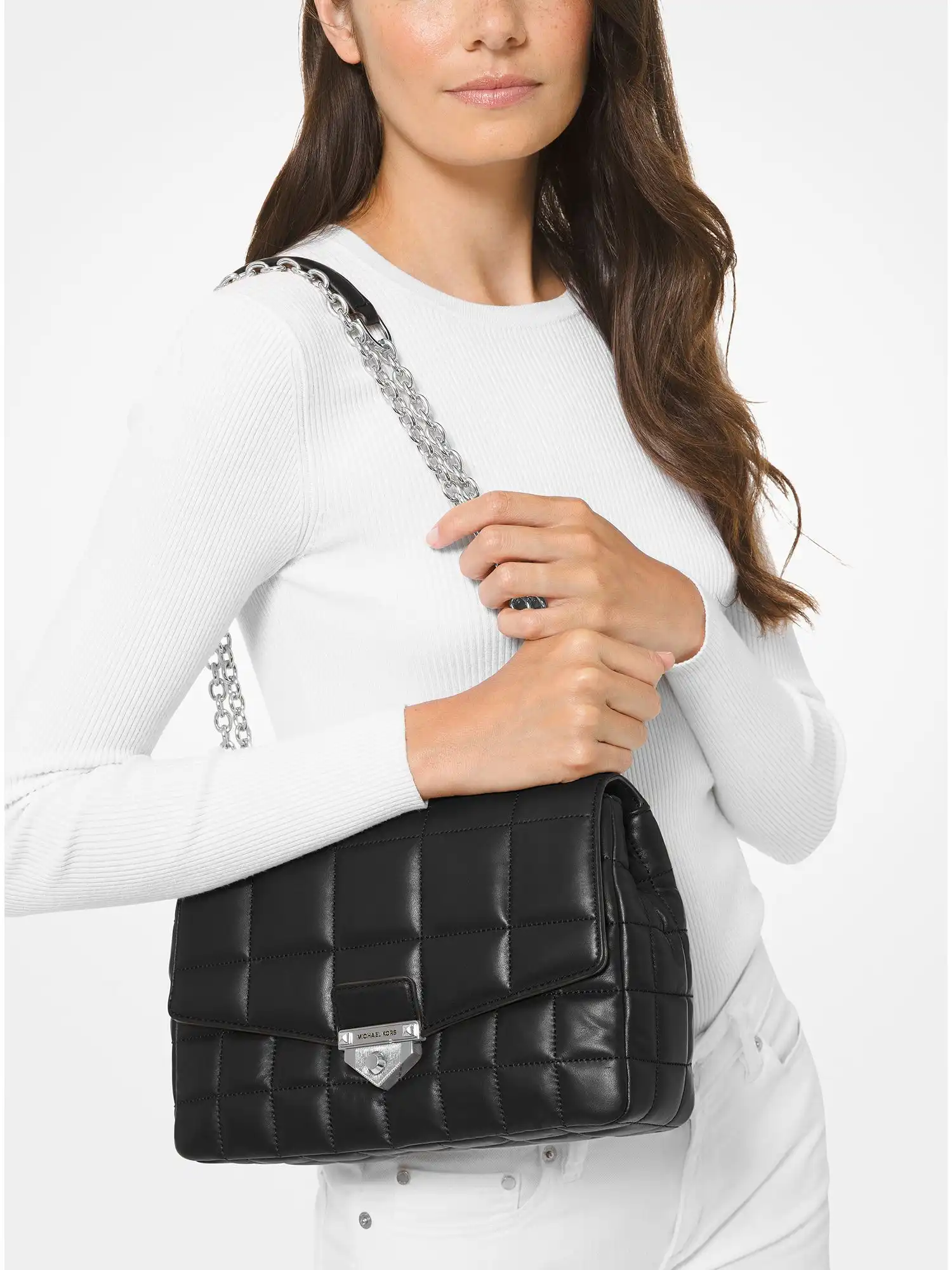 SoHo Extra-Large Quilted Leather Shoulder Bag Black