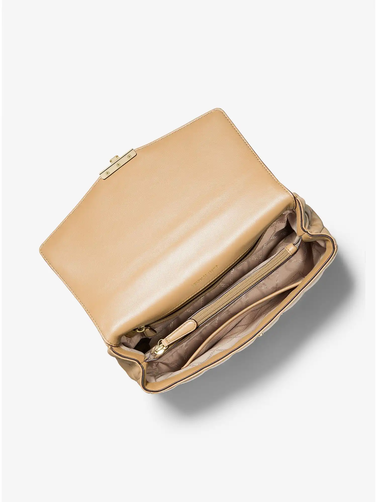 SoHo Extra-Large Quilted Leather Shoulder Bag Camel