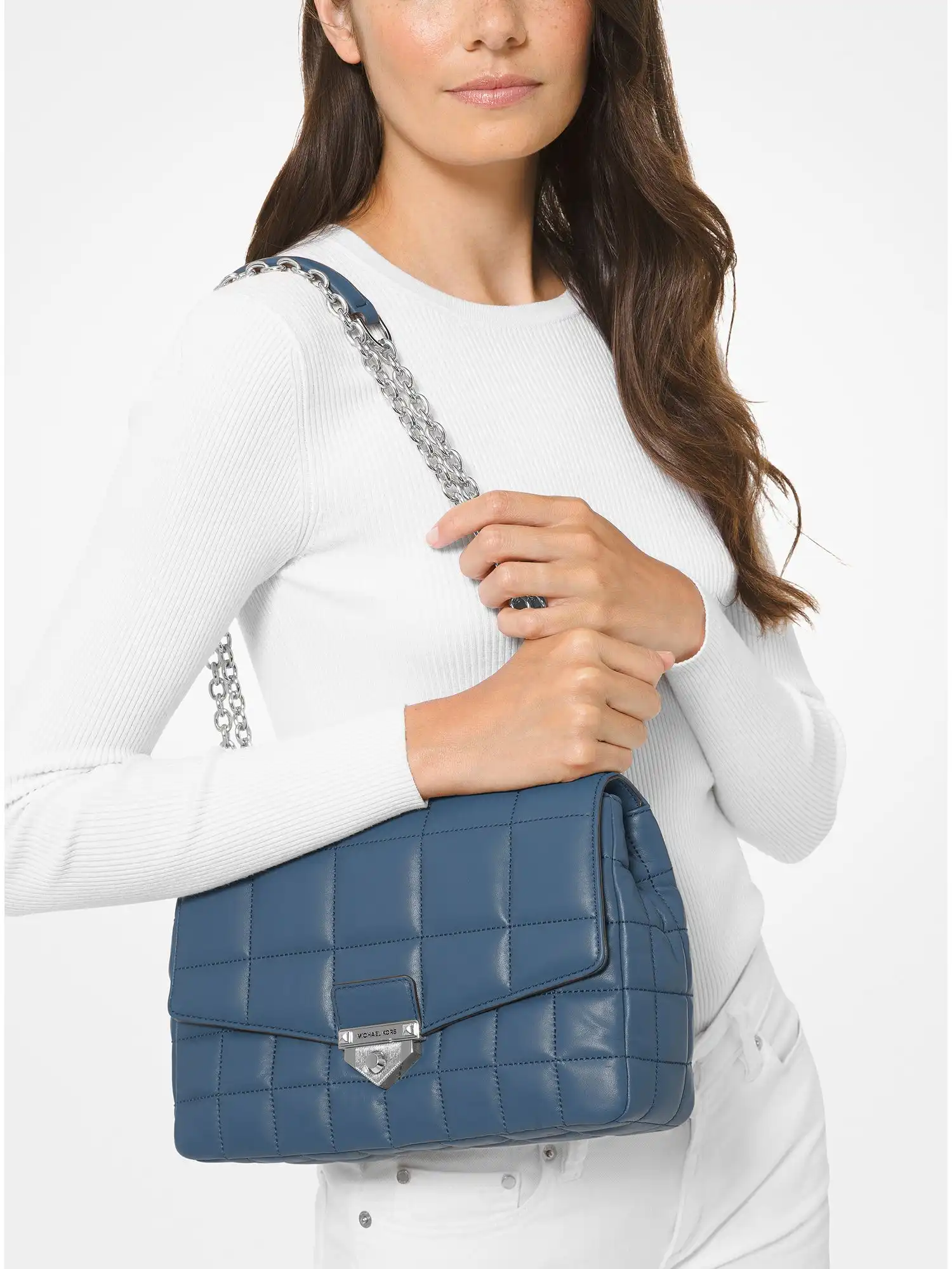 SoHo Extra-Large Quilted Leather Shoulder Bag Denim