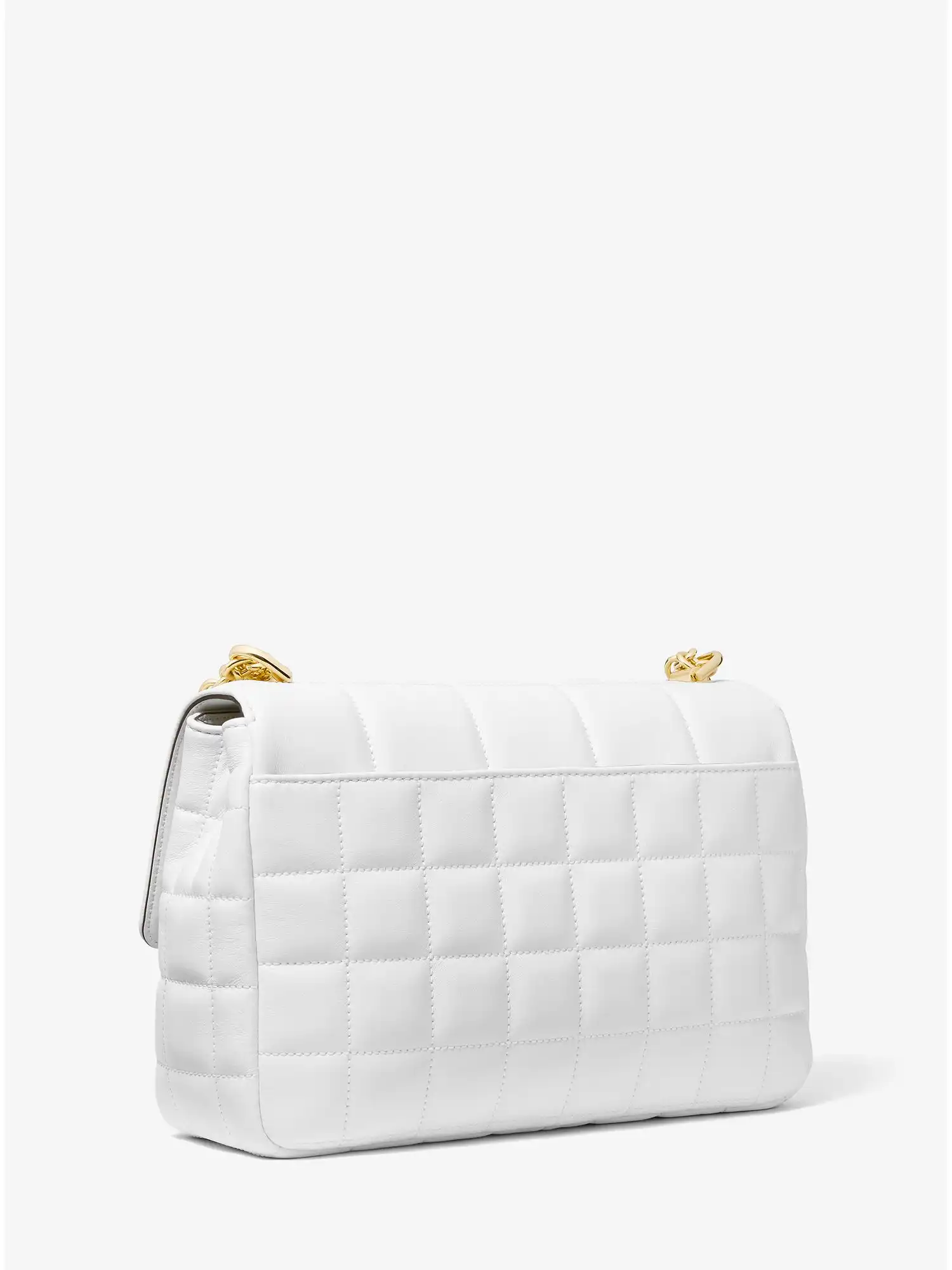 SoHo Extra-Large Quilted Leather Shoulder Bag Optic White
