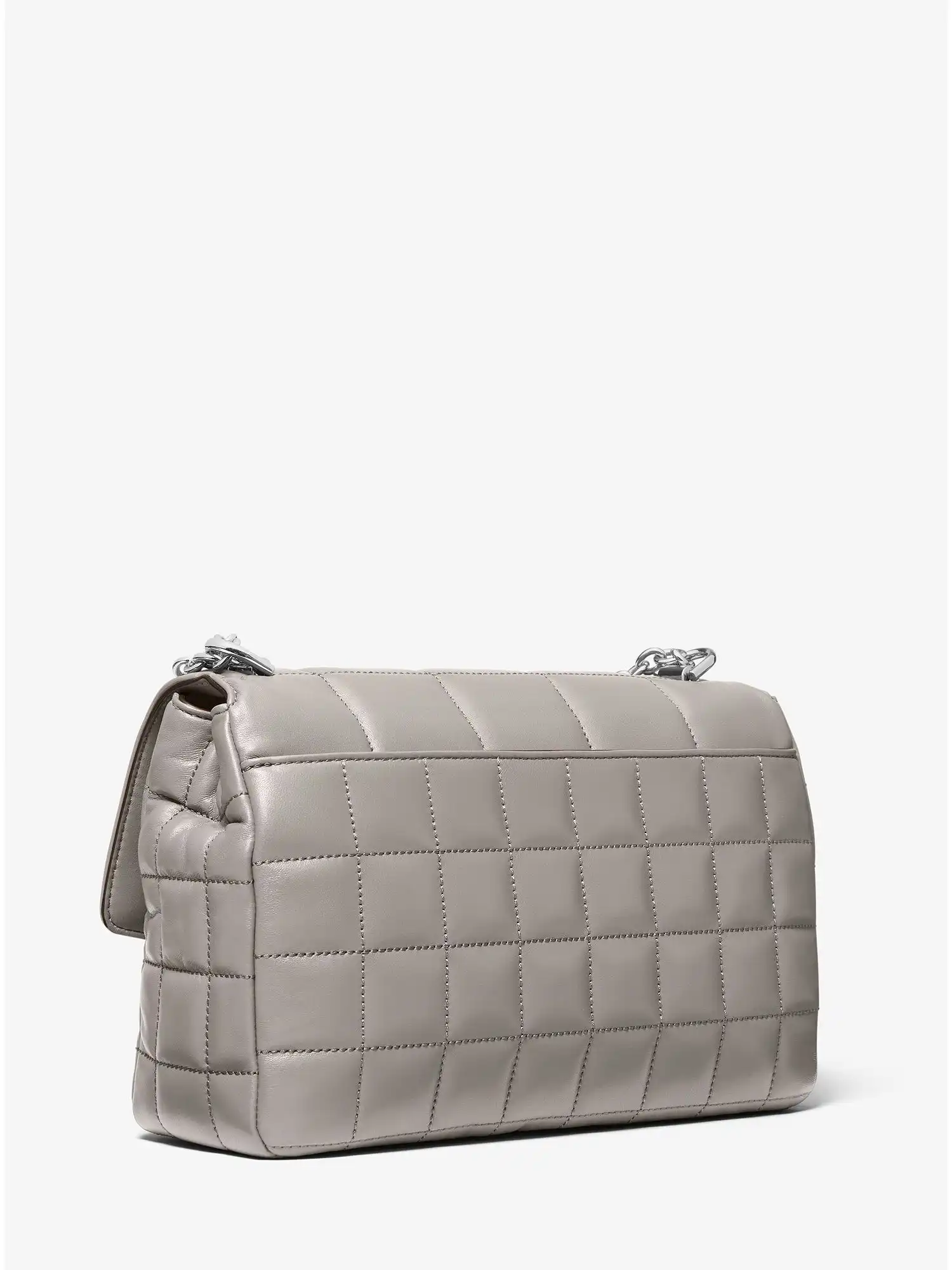 SoHo Extra-Large Quilted Leather Shoulder Bag Pearl Grey