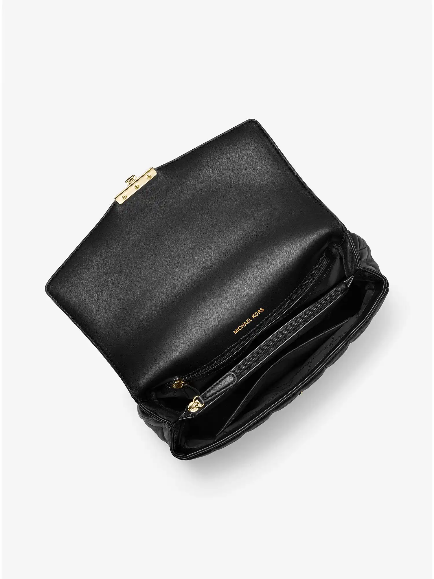 SoHo Extra-Large Studded Quilted Leather Shoulder Bag Black