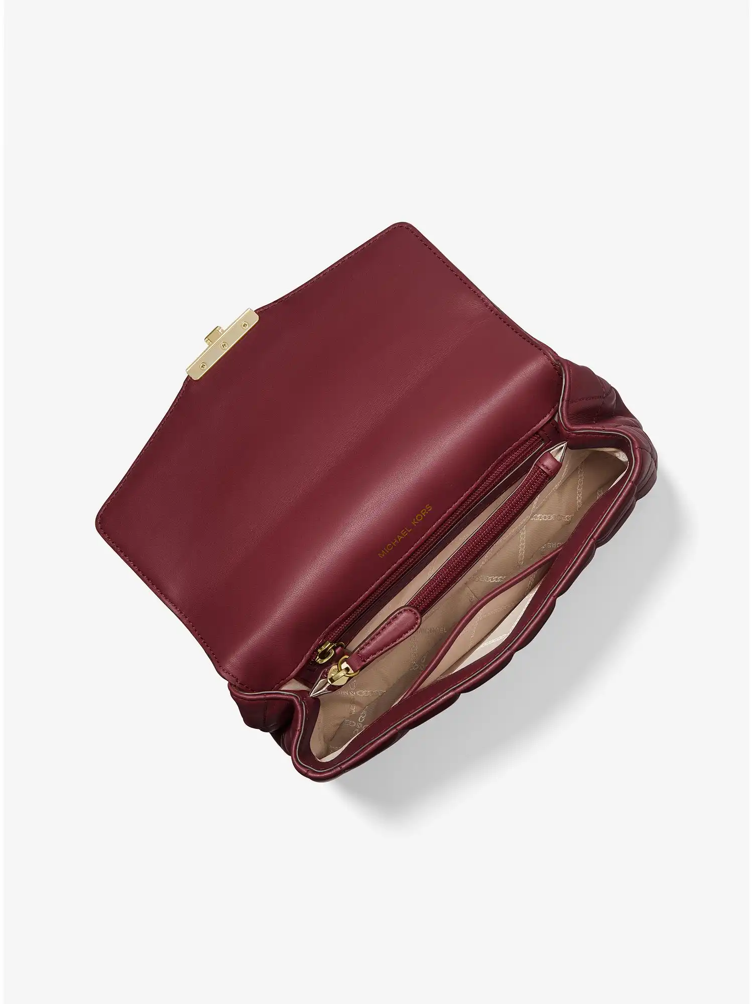 SoHo Large Quilted Leather Shoulder Bag Dk Berry