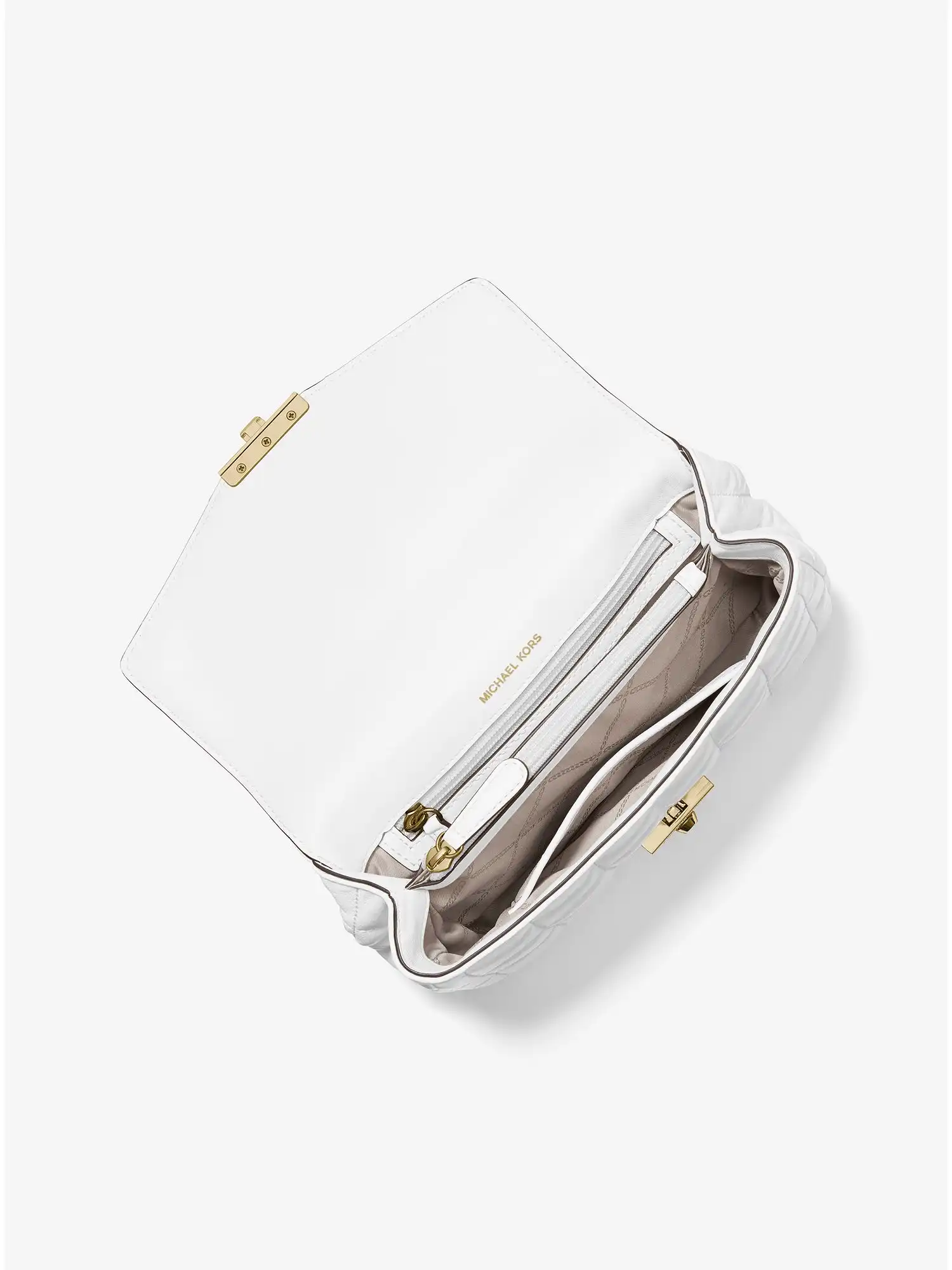 SoHo Large Quilted Leather Shoulder Bag Optic White
