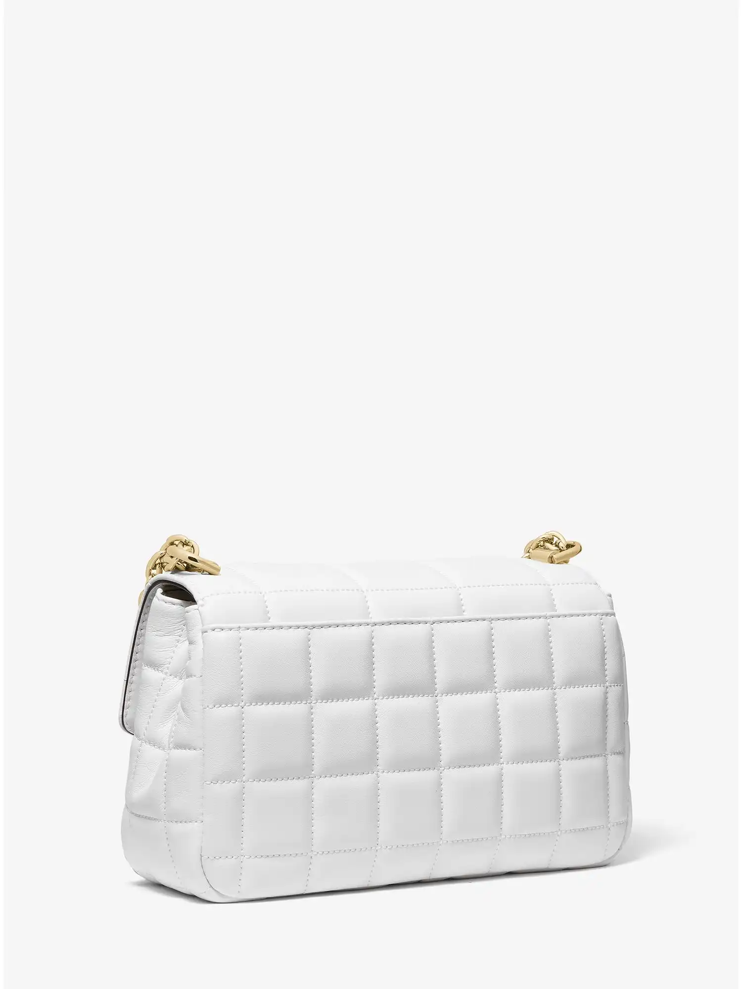 SoHo Large Quilted Leather Shoulder Bag Optic White