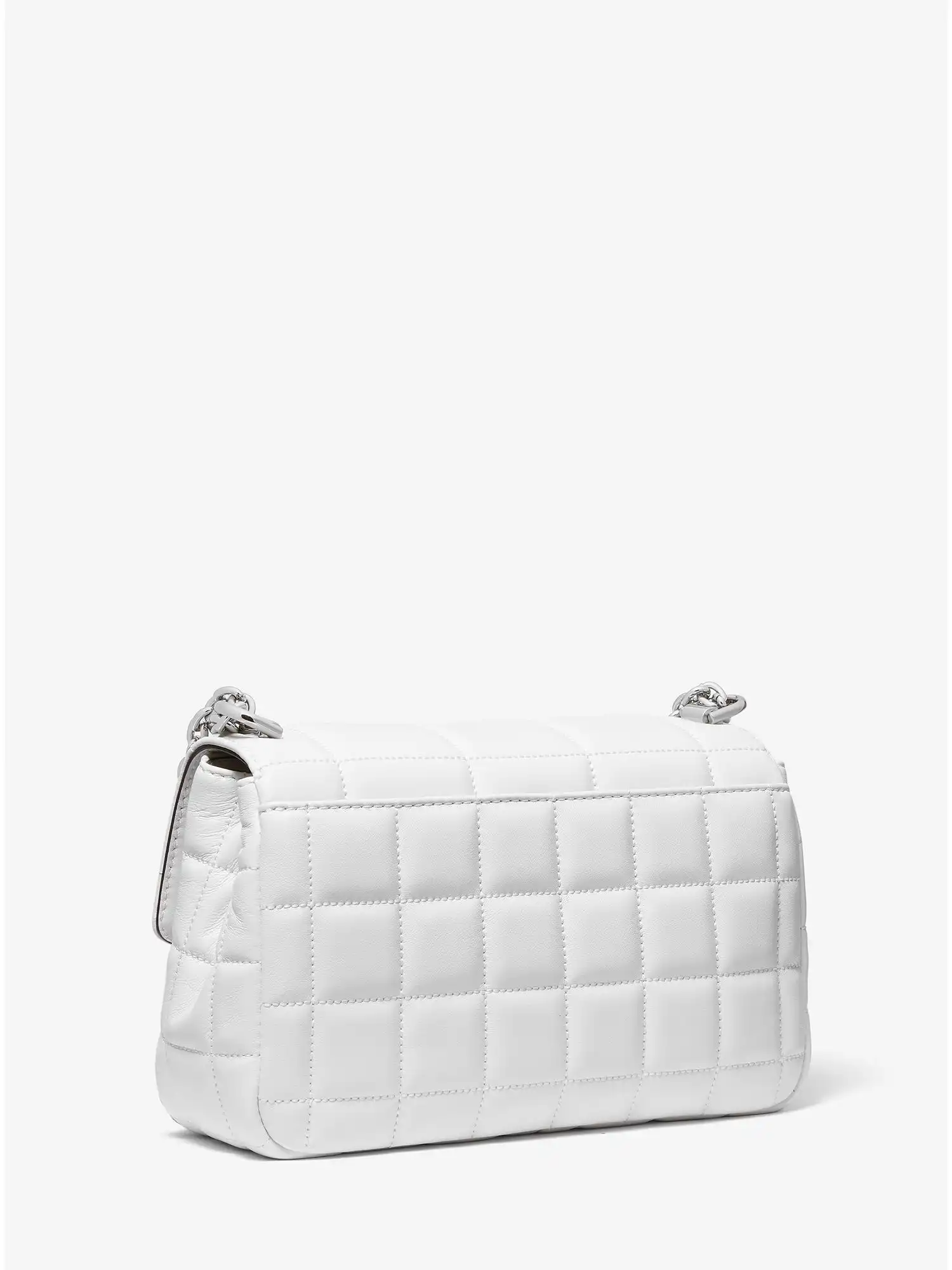 SoHo Large Quilted Leather Shoulder Bag Optic White