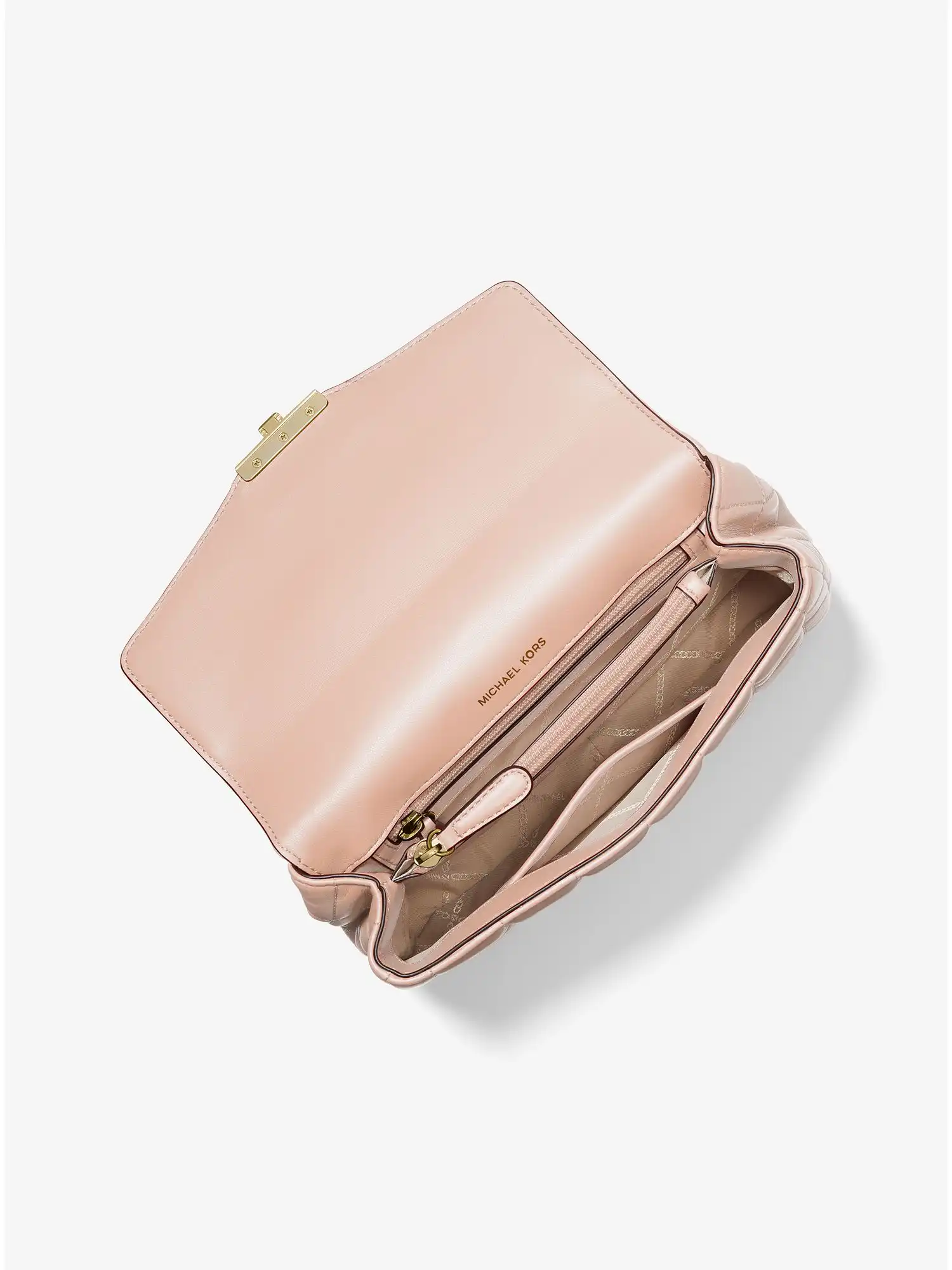 SoHo Large Quilted Leather Shoulder Bag Soft Pink