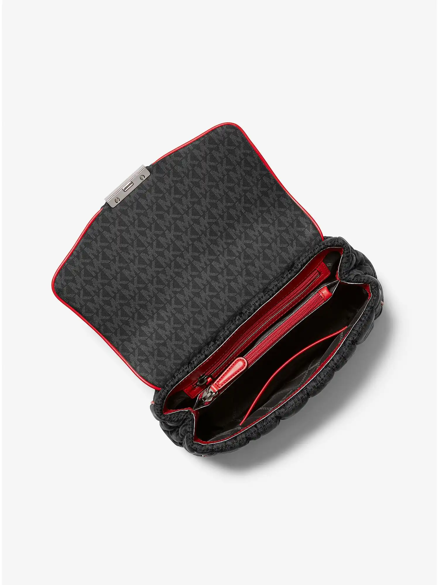 Soho Large Quilted Signature Logo Nylon Shoulder Bag Black Combo