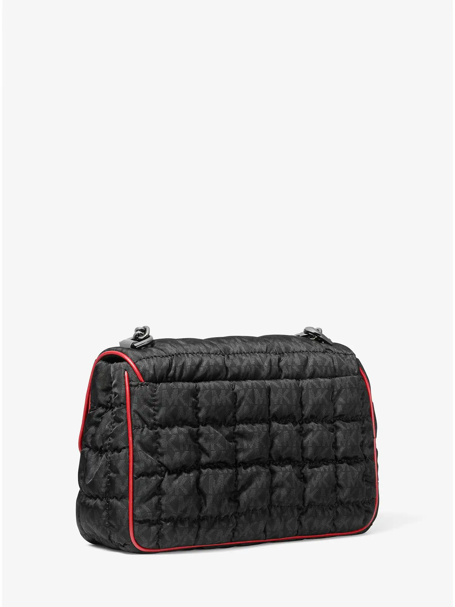 Soho Large Quilted Signature Logo Nylon Shoulder Bag Black Combo