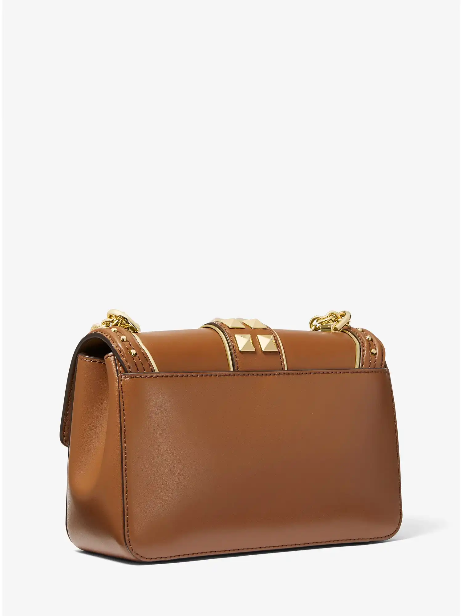 SoHo Large Studded Leather Shoulder Bag Luggage