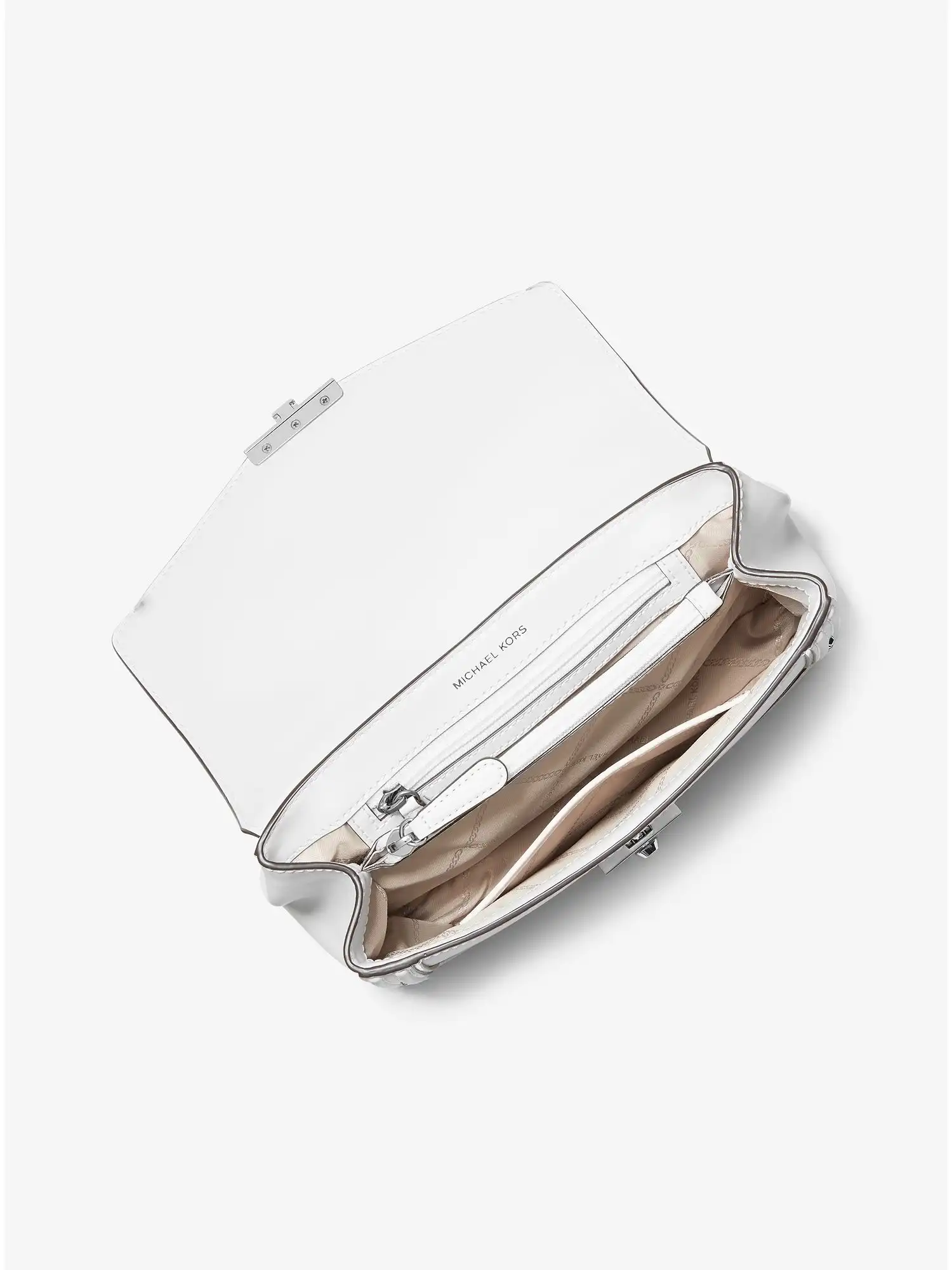 SoHo Large Studded Leather Shoulder Bag Optic White