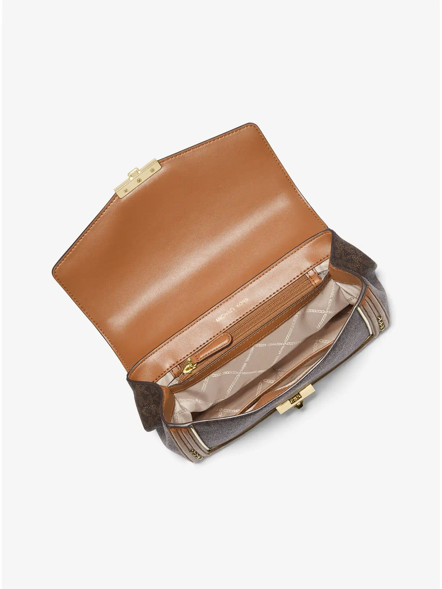 SoHo Large Studded Logo Shoulder Bag Brn Acorn