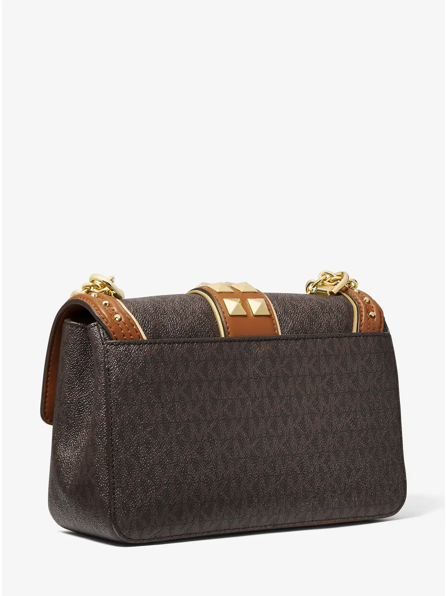 SoHo Large Studded Logo Shoulder Bag Brn Acorn