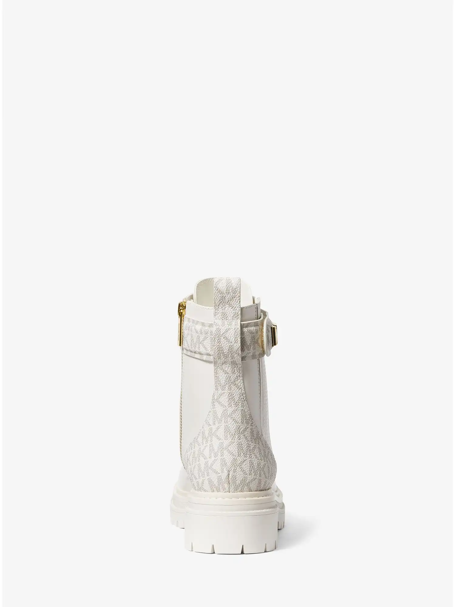 Stark Logo and Leather Combat Boot Cream