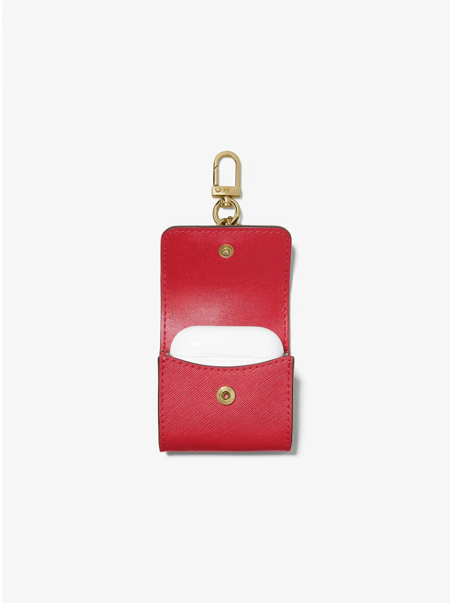Studded Saffiano Leather Clip Case For Apple AirPods® Crimson