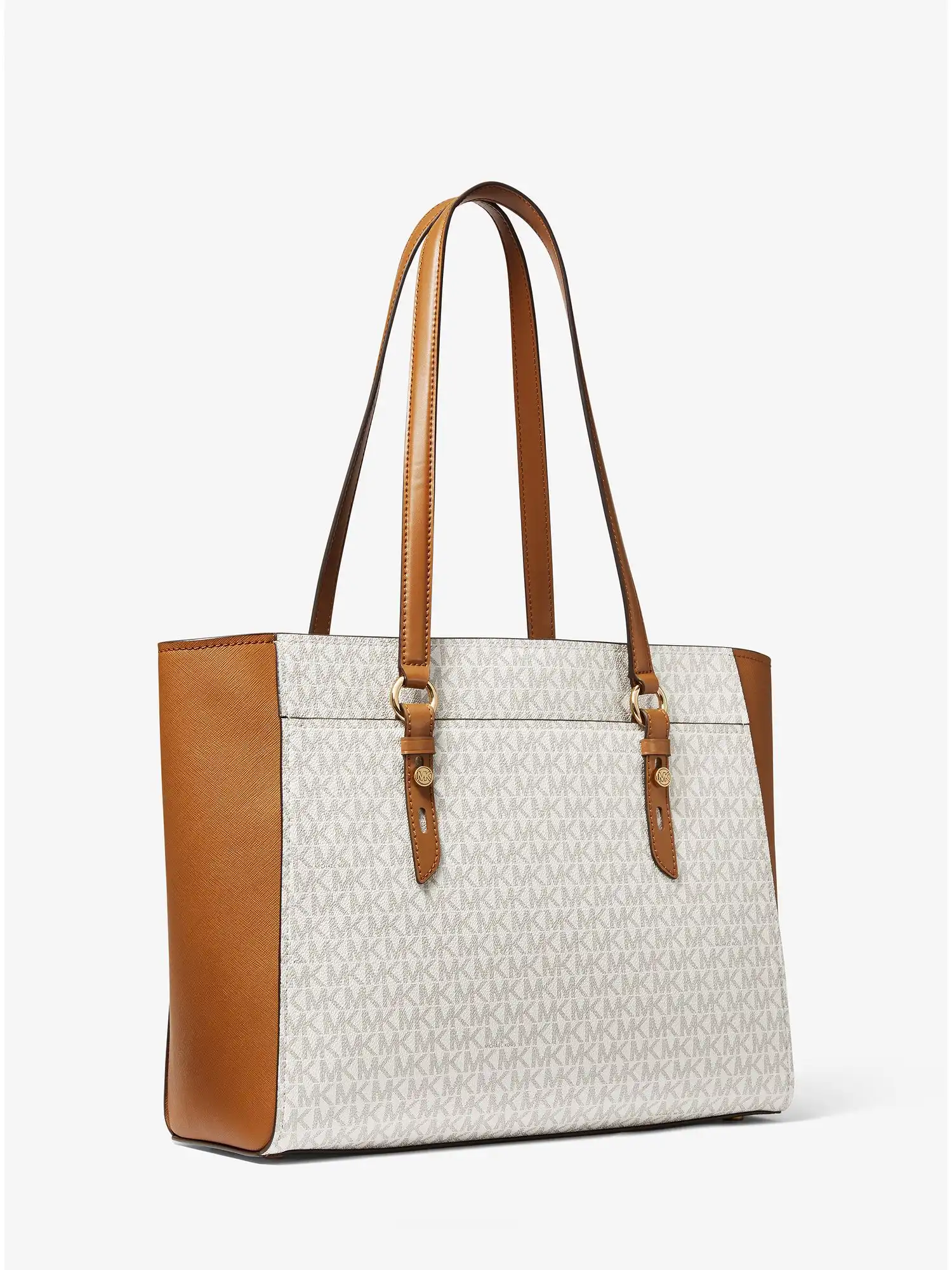 Sullivan Large Logo and Leather Tote Bag Vanilla Acorn
