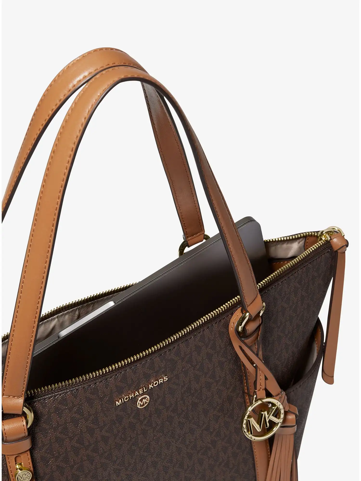 Sullivan Large Logo Top-Zip Tote Bag Brn Acorn