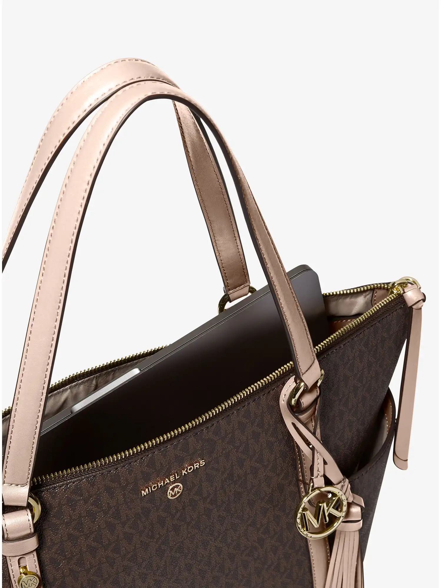 Sullivan Large Logo Top-Zip Tote Bag Brn Sftpink