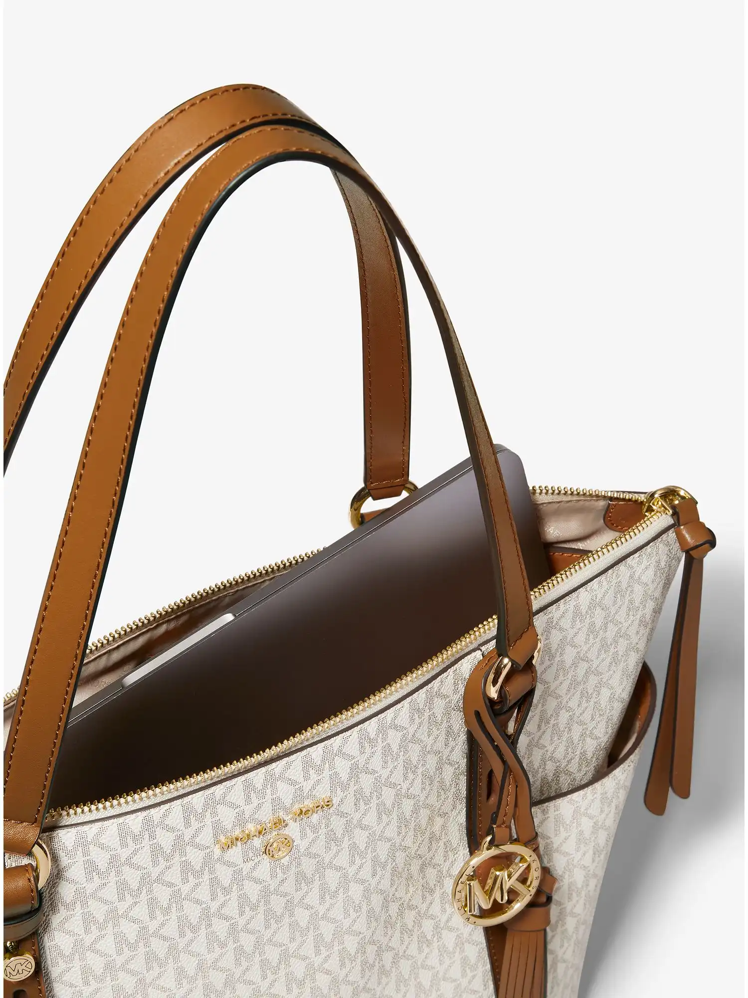 Sullivan Large Logo Top-Zip Tote Bag Vanilla Acorn