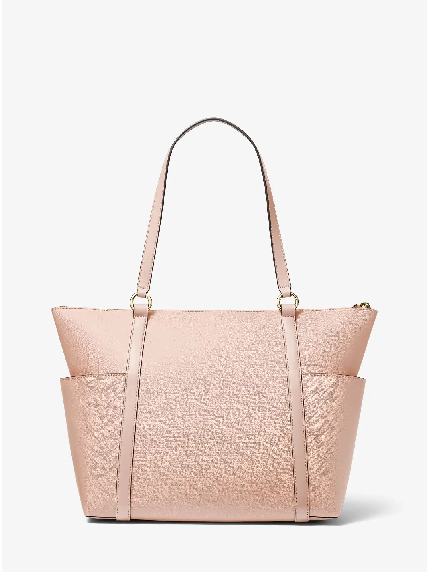 Sullivan Large Saffiano Leather Top-Zip Tote Bag Soft Pink