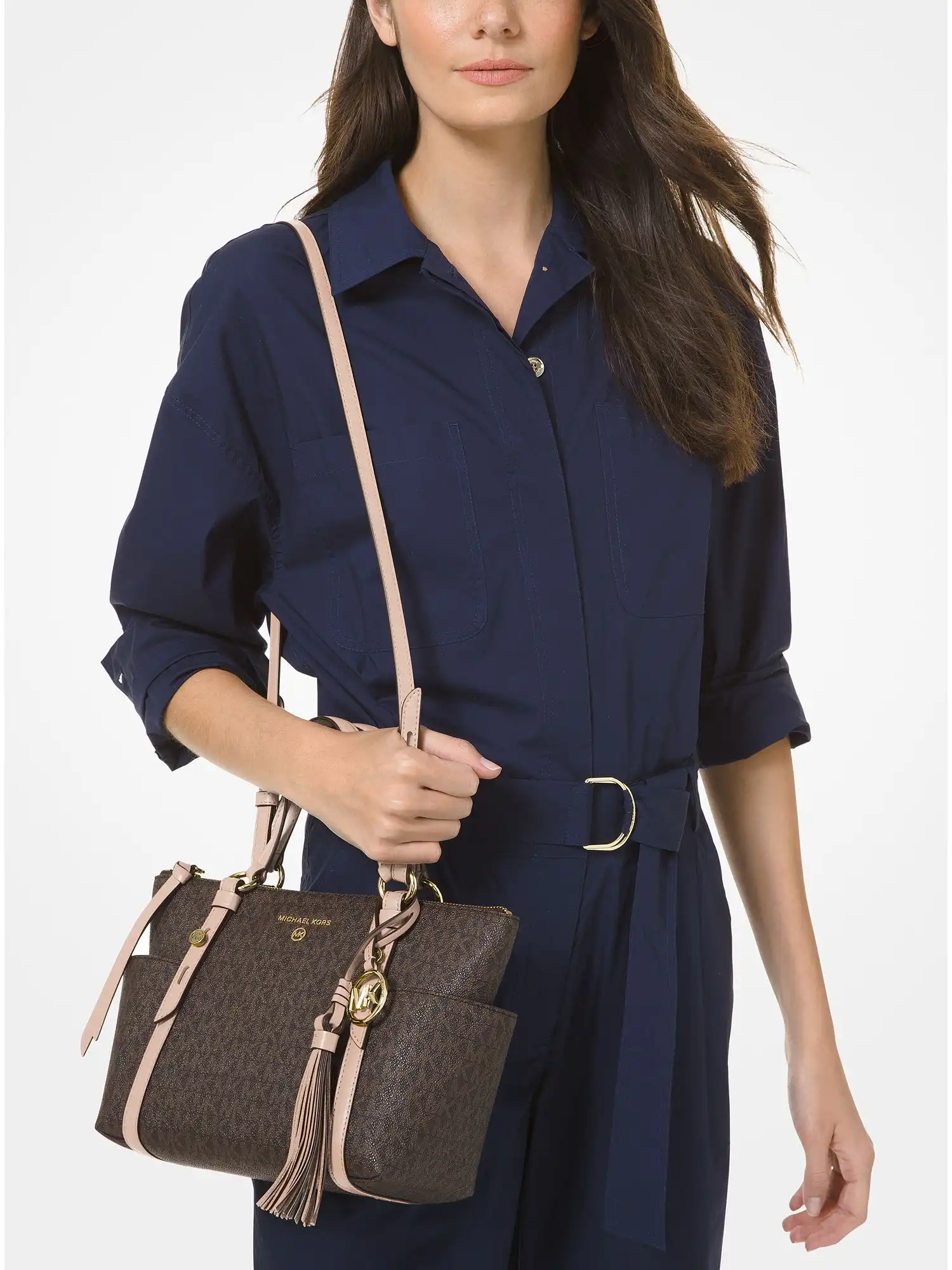 Sullivan Small Logo Top-Zip Tote Bag Brn Sftpink
