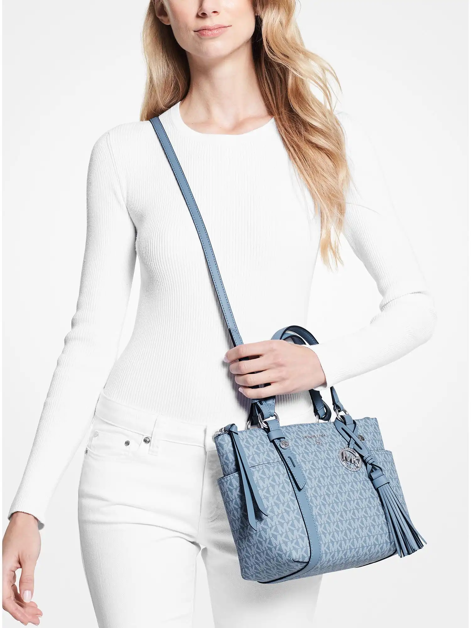 Sullivan Small Logo Top-Zip Tote Bag Chambray
