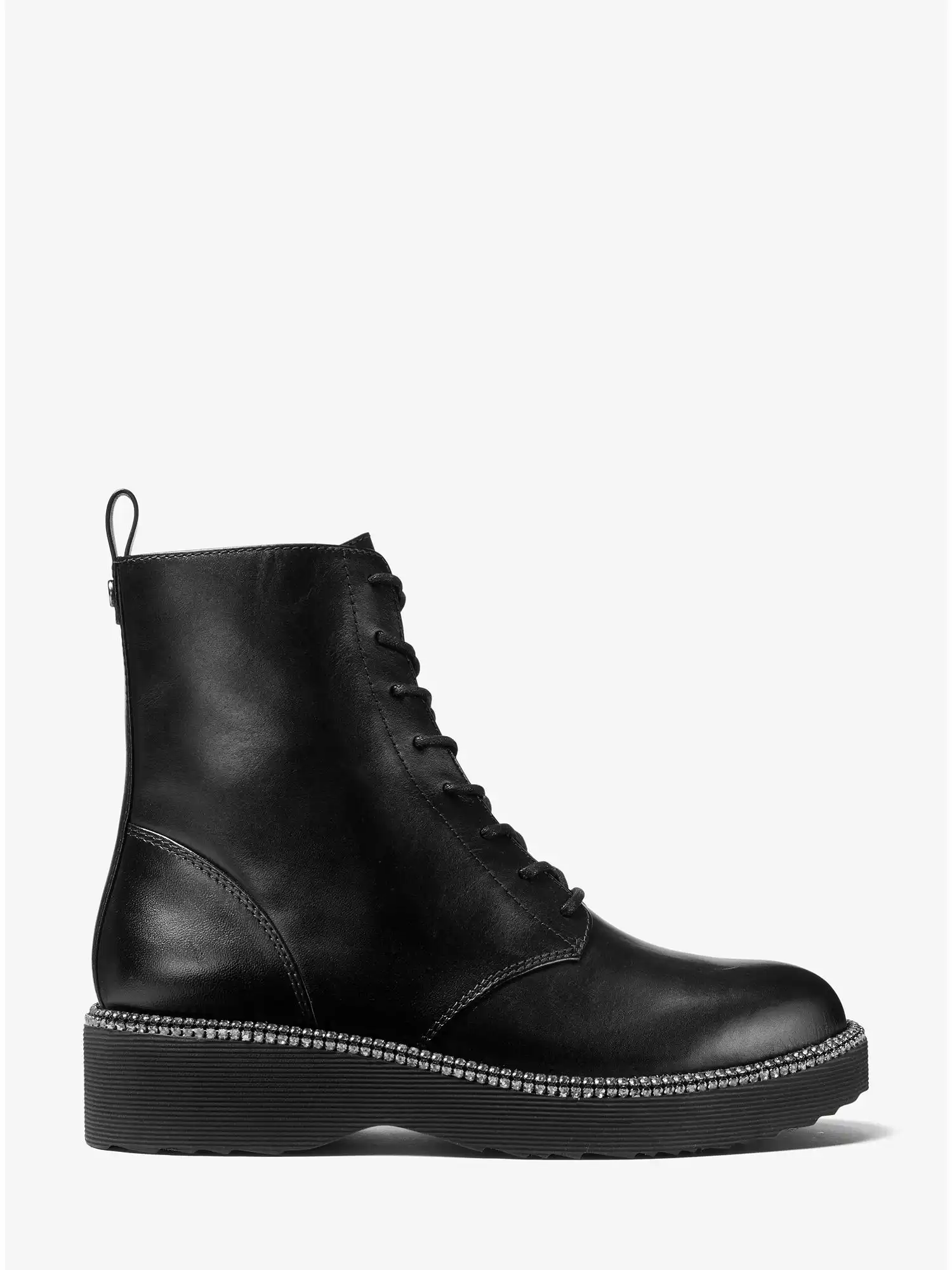Tavie Leather Combat Boot Black