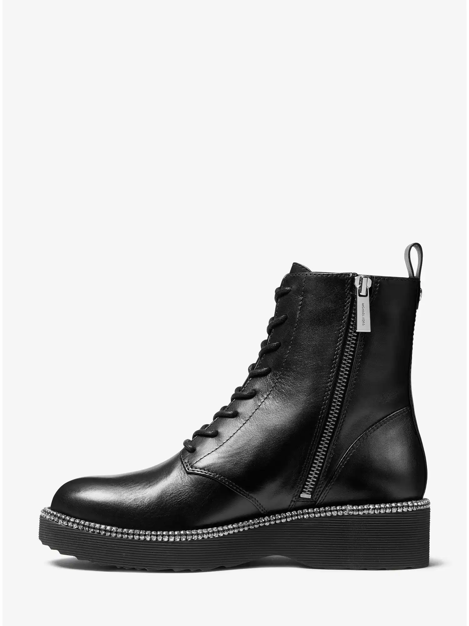 Tavie Leather Combat Boot Black