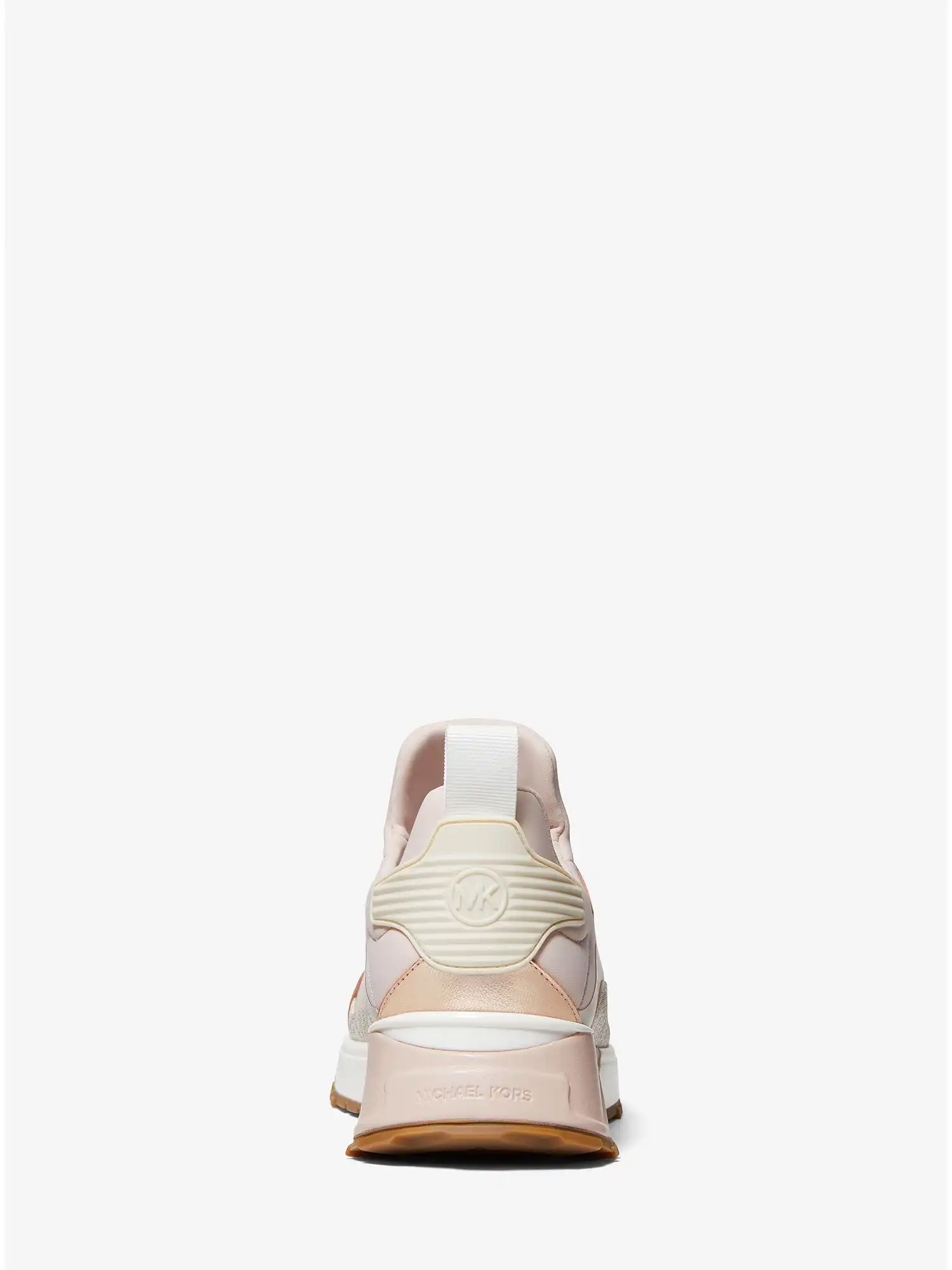Theo Metallic Mixed-Media Trainer Soft Pink