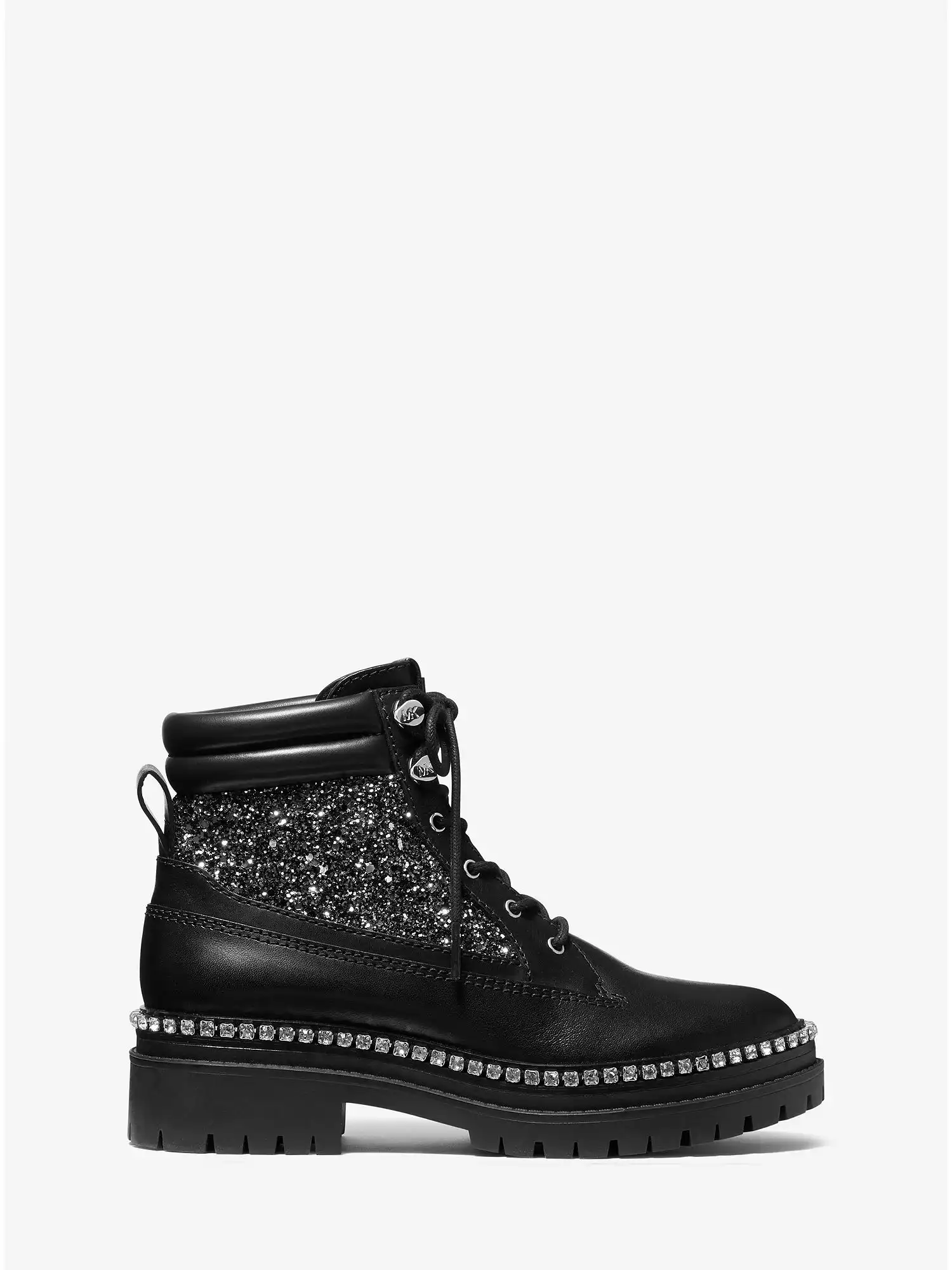 Turner Embellished Leather and Glitter Boot Black