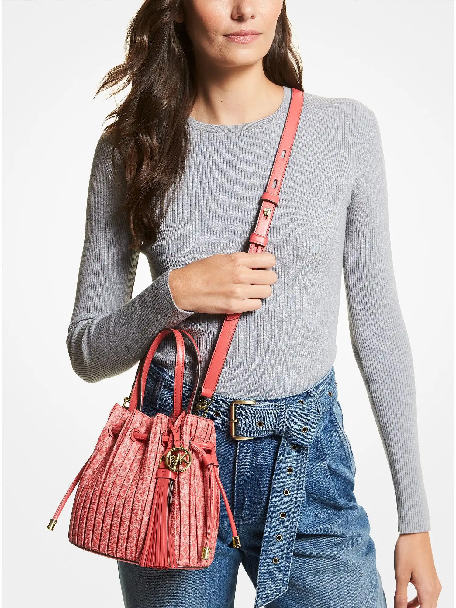 Willa Extra-Small Pleated Logo Tote Bag Sangria